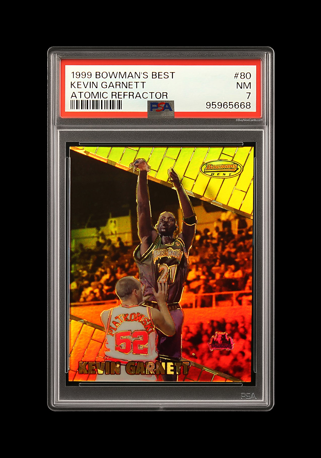 1999 Kevin Garnett Bowman's Best Atomic Refractor SP /100 # 80 PSA 7 NM