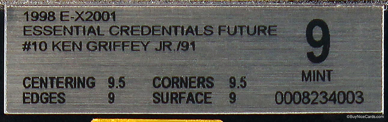 1998 Ken Griffey Jr. Fleer Skybox Essential Credential E-X2001 SP /91 BGS 9 MBA Gold