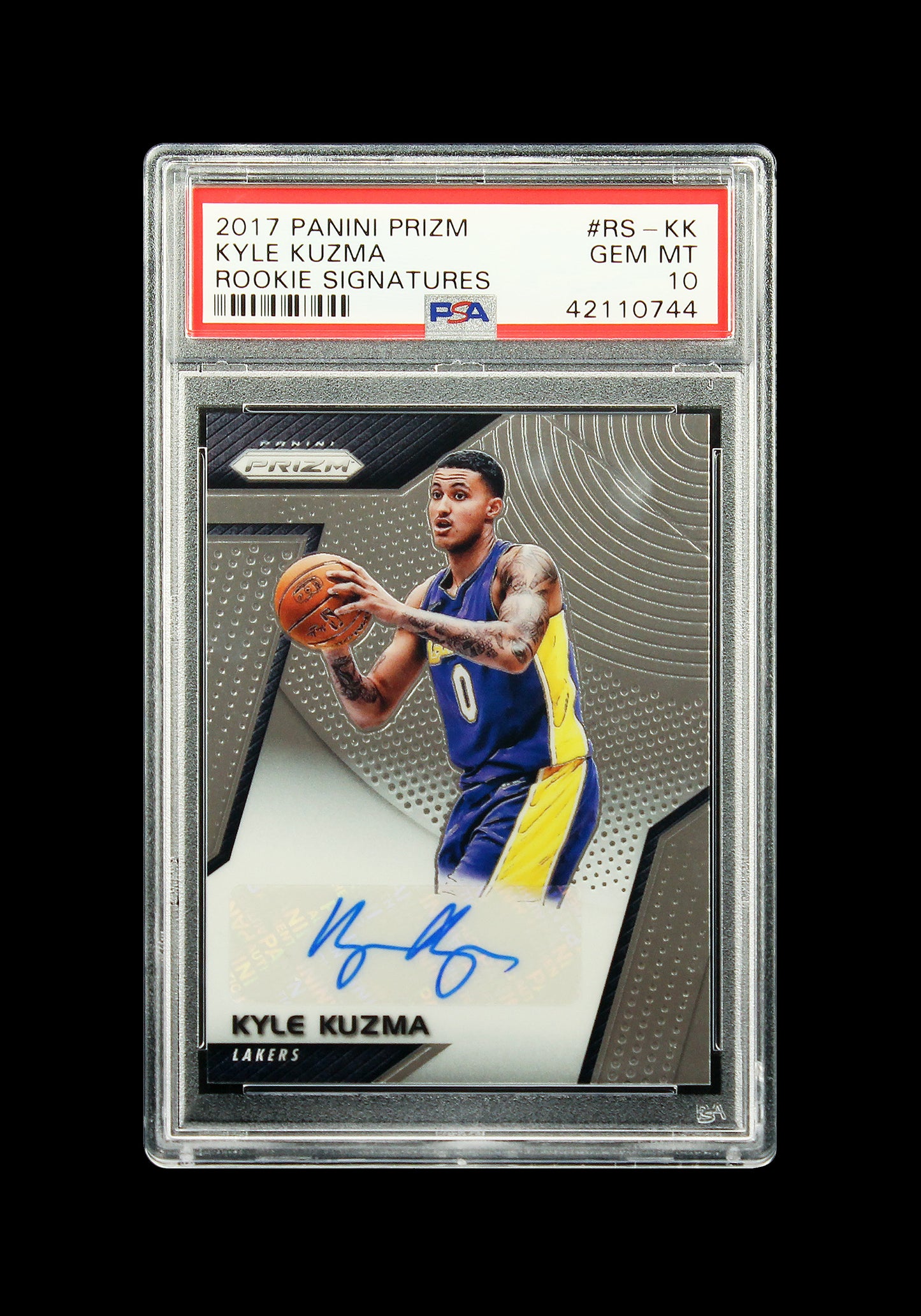 2017 Kyle Kuzma Panini Prizm Rookie Signatures RC Auto #RS-KK PSA 10 Gem Mint