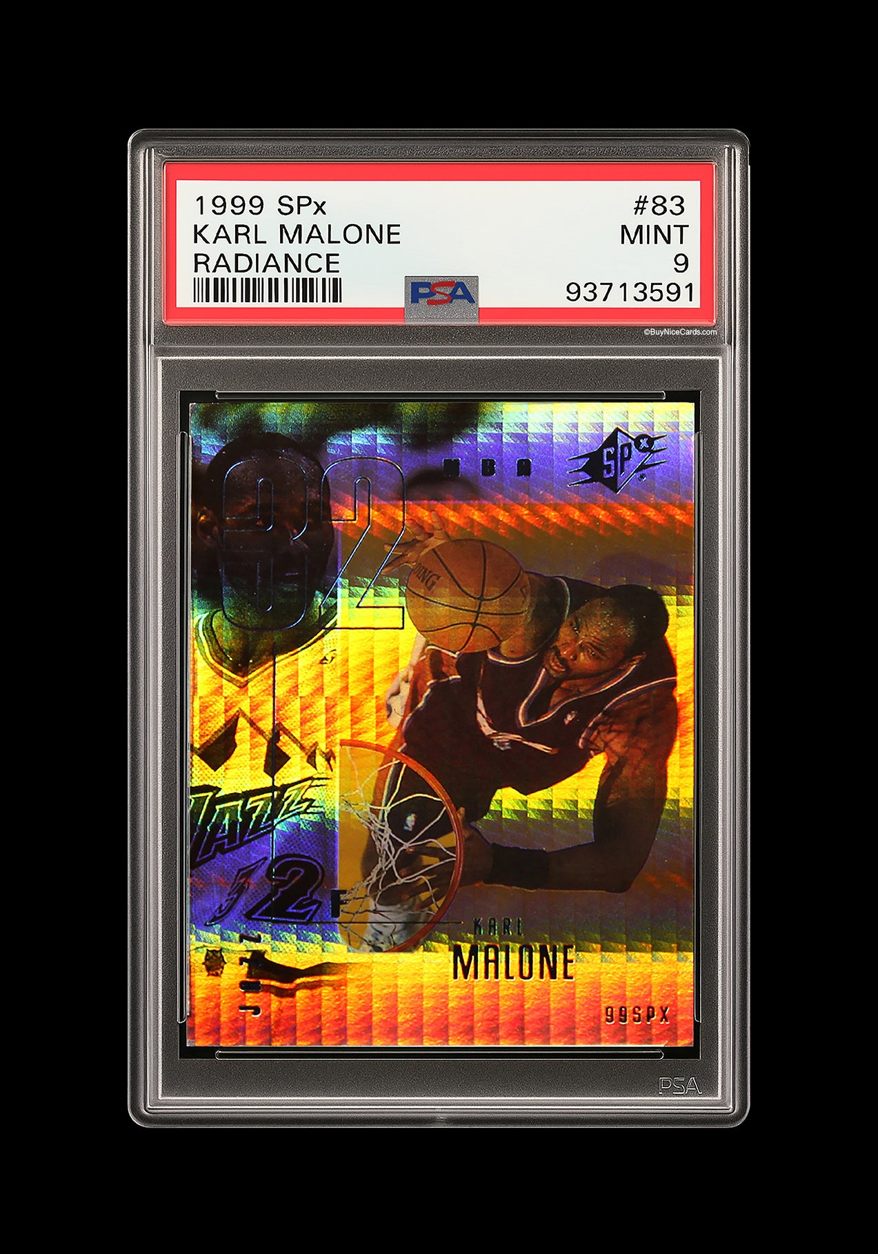 1996 Karl Malone Upper Deck SPx Radiance SP /100 # 83 PSA 9 Pop 2 none Higher