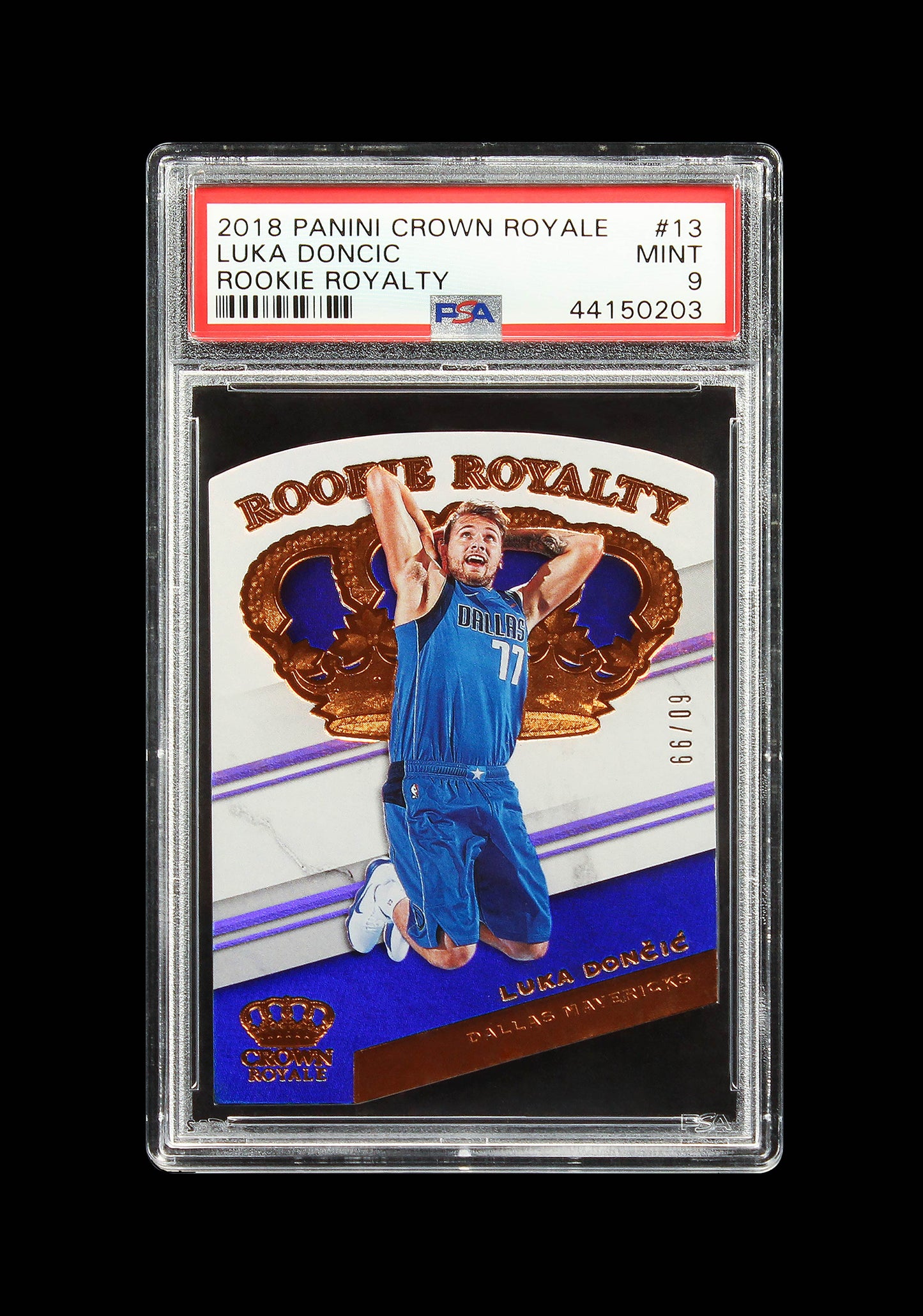 2018 Luka Doncic Panini Crown Royal RC Rookie Royalty /99 #13 PSA 9 Mint