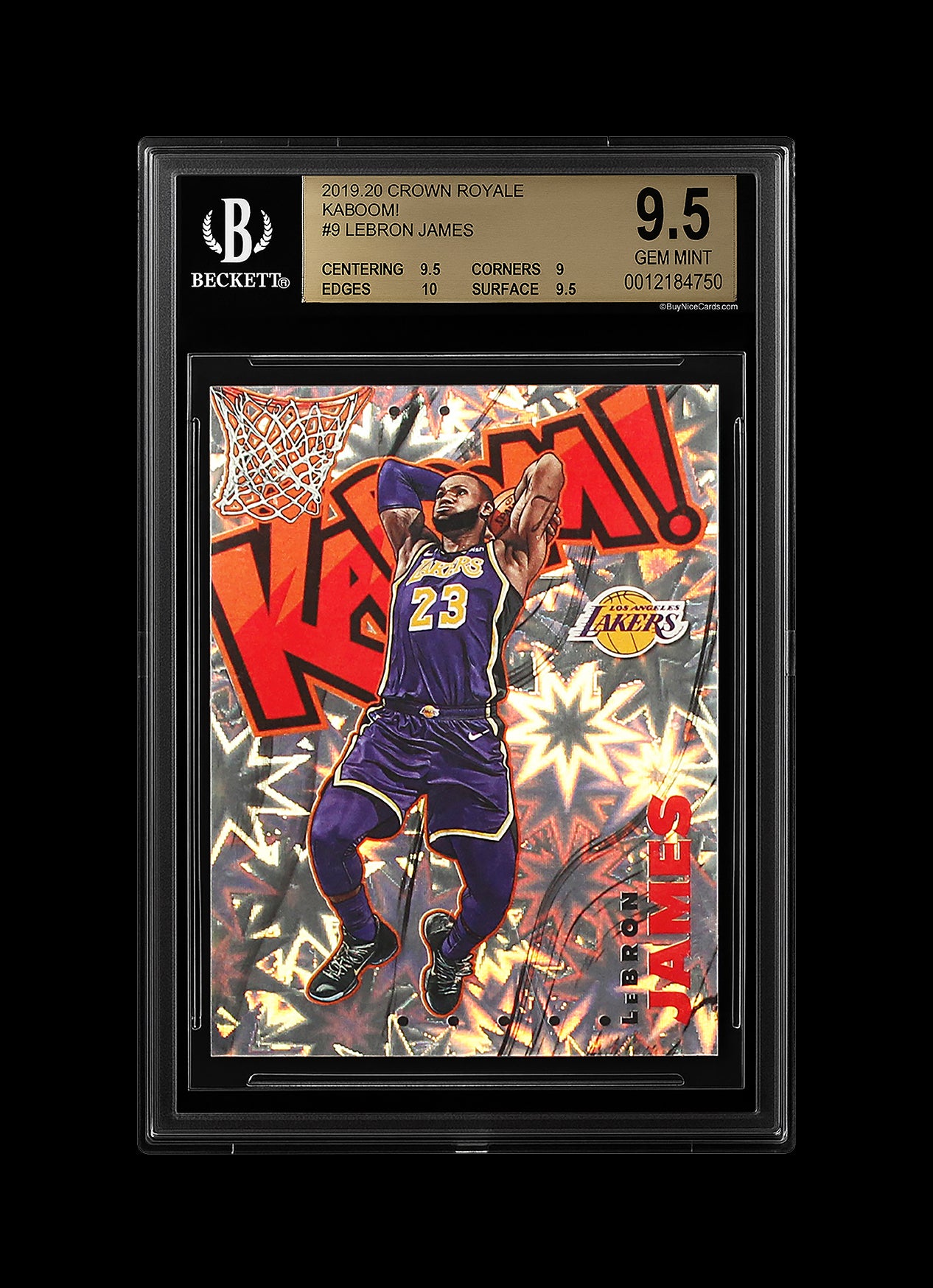 2019-20 Lebron James Panini Crown Royale Kaboom SP # 9 BGS 9.5 Gem Mint