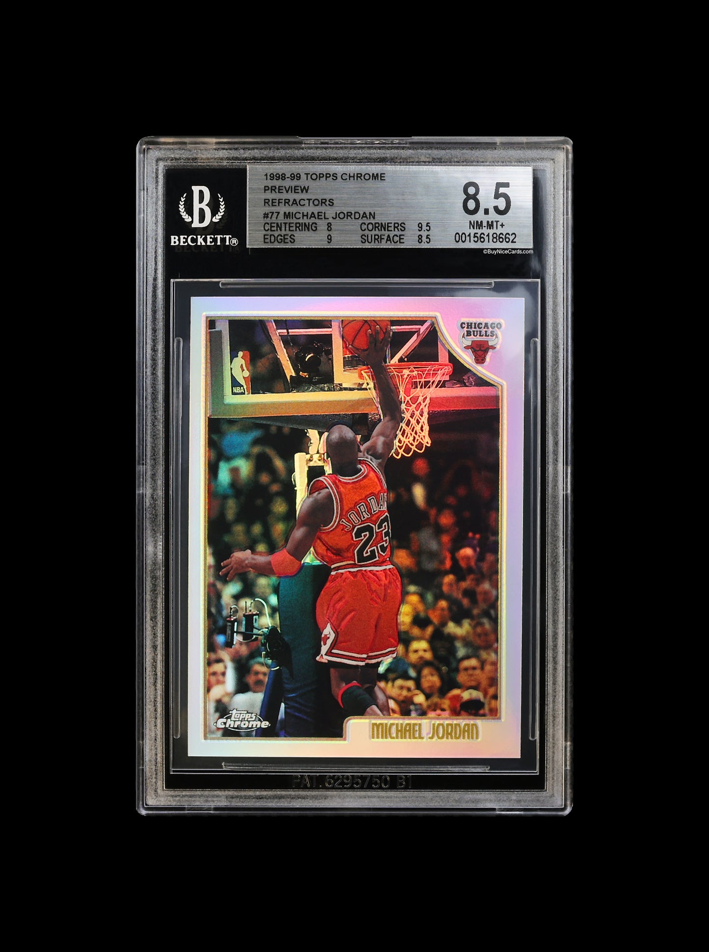 1998-99 Michael Jordan Topps Chrome Preview Refractor SP #77 BGS 8.5 Pop 16