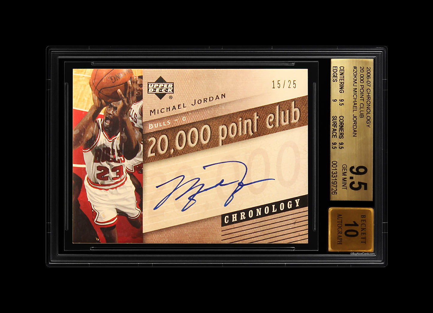 2006-07 Michael Jordan Upper Deck Chronology 20,000 Point Club SP Auto /25 # 20kMJ BGS 9.5 Gem Mint
