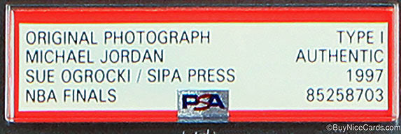 Michael Jordan NBA Finals Type 1 Original Photograph by Sue Ogrocki SIPA Press PSA