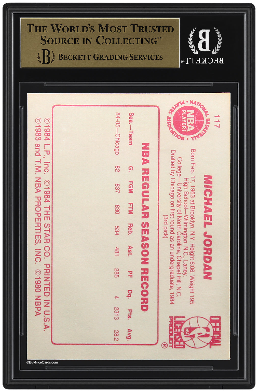 1985-86 Michael Jordan Star RC Rookie #117 BGS 9.5 True Gem +