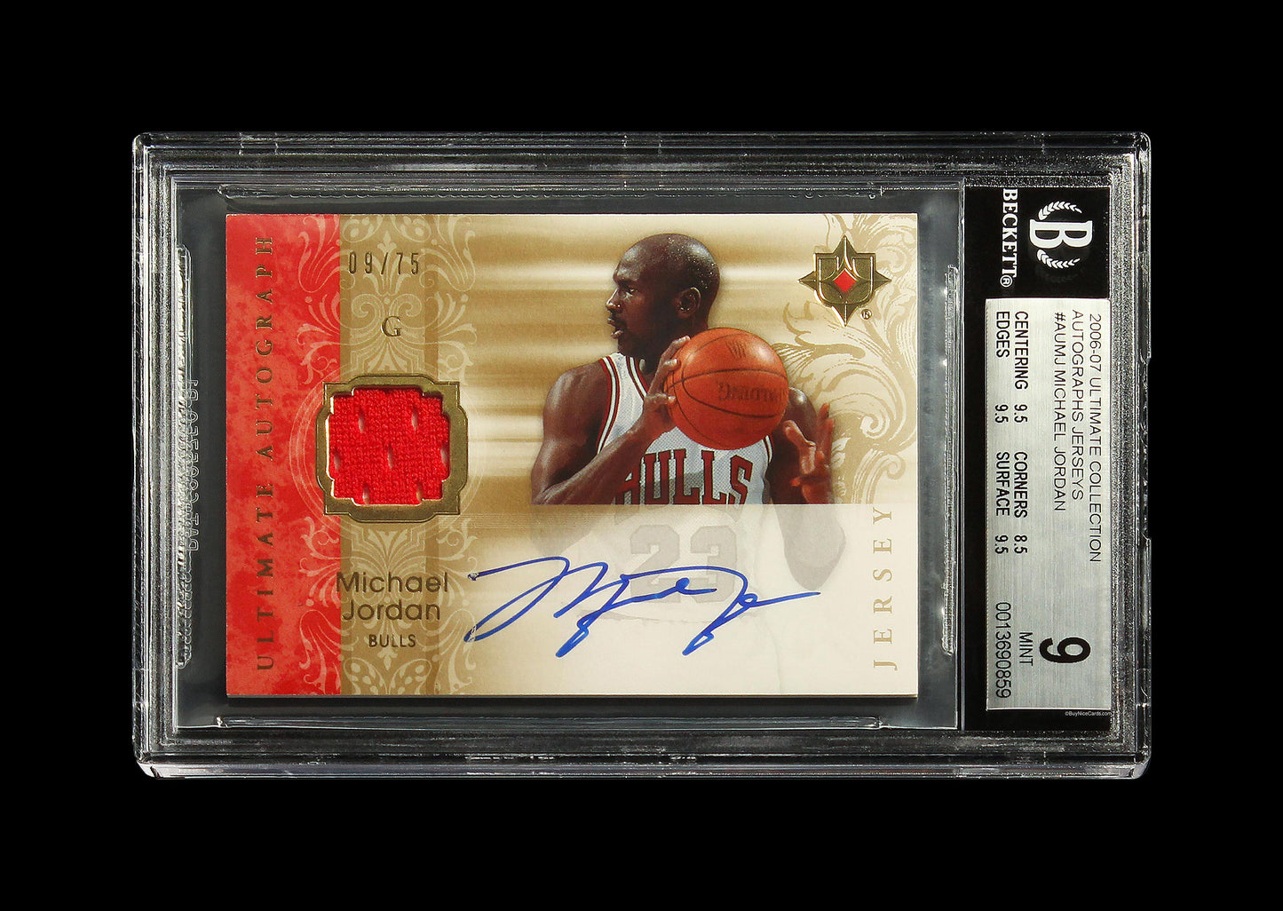 2006-07 Michael Jordan Ultimate Collection Game Worn Patch Auto /75 #AUMJ BGS 9