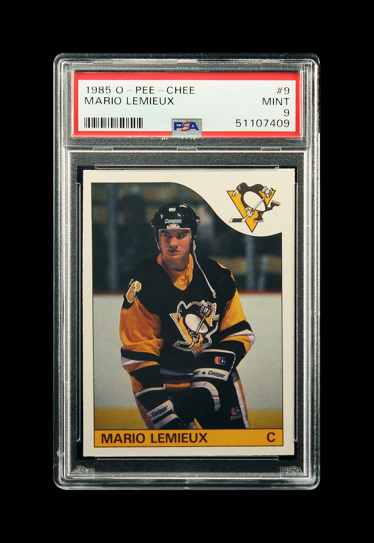1985 Mario Lemieux OPC O-Pee-Chee RC Rookie #9 PSA 9 Mint