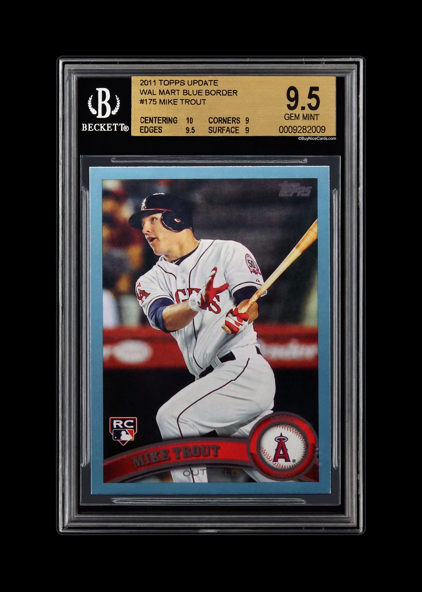 2011 Mike Trout Topps Update Wal Mart Blue Border SP RC Rookie #175 BGS 9.5. Gem Mint