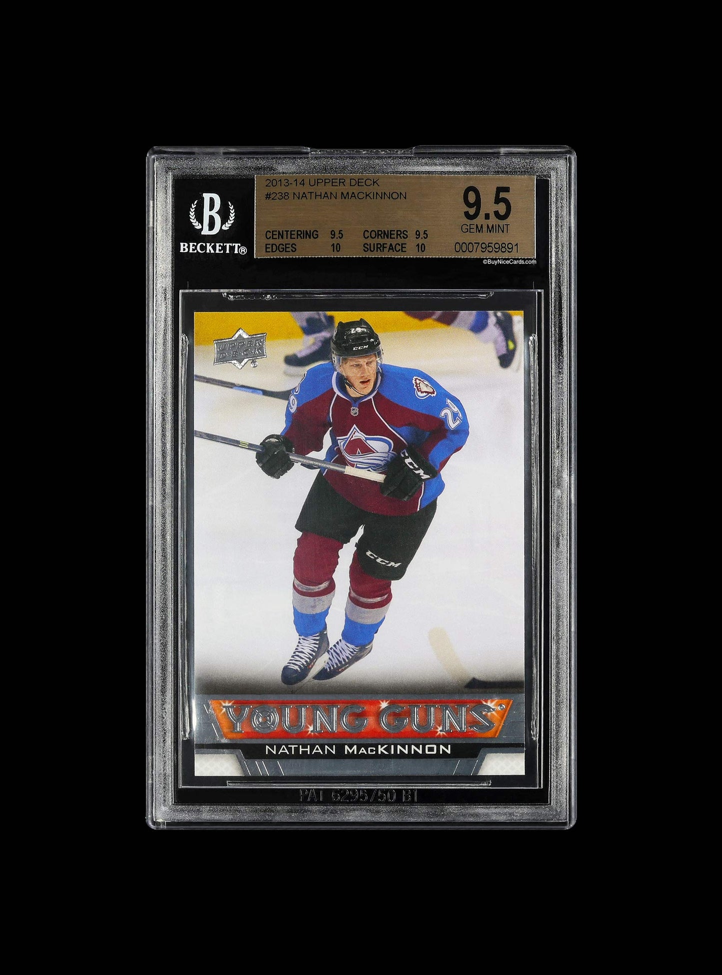 2013-14 Nathan Mackinnon Upper Deck Young Guns RC Rookie #238 BGS 9.5 - .5 From BGS 10