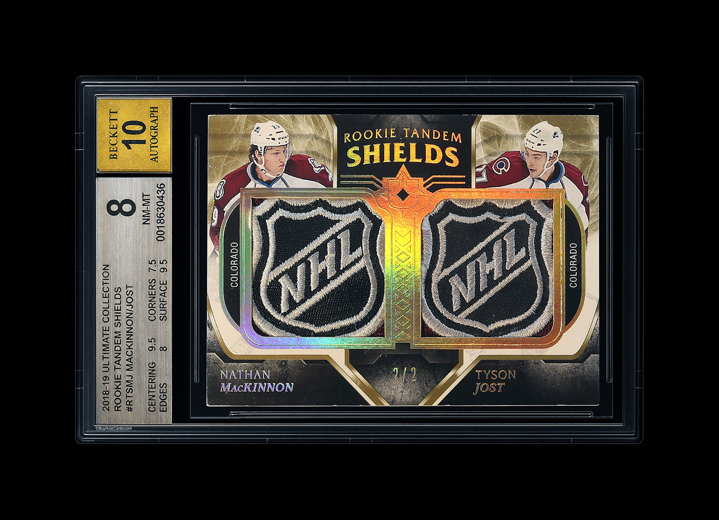 2018-19 Nathan Mackinnon Tyson Jost Ultimate Collection Dual Shield Patch /2