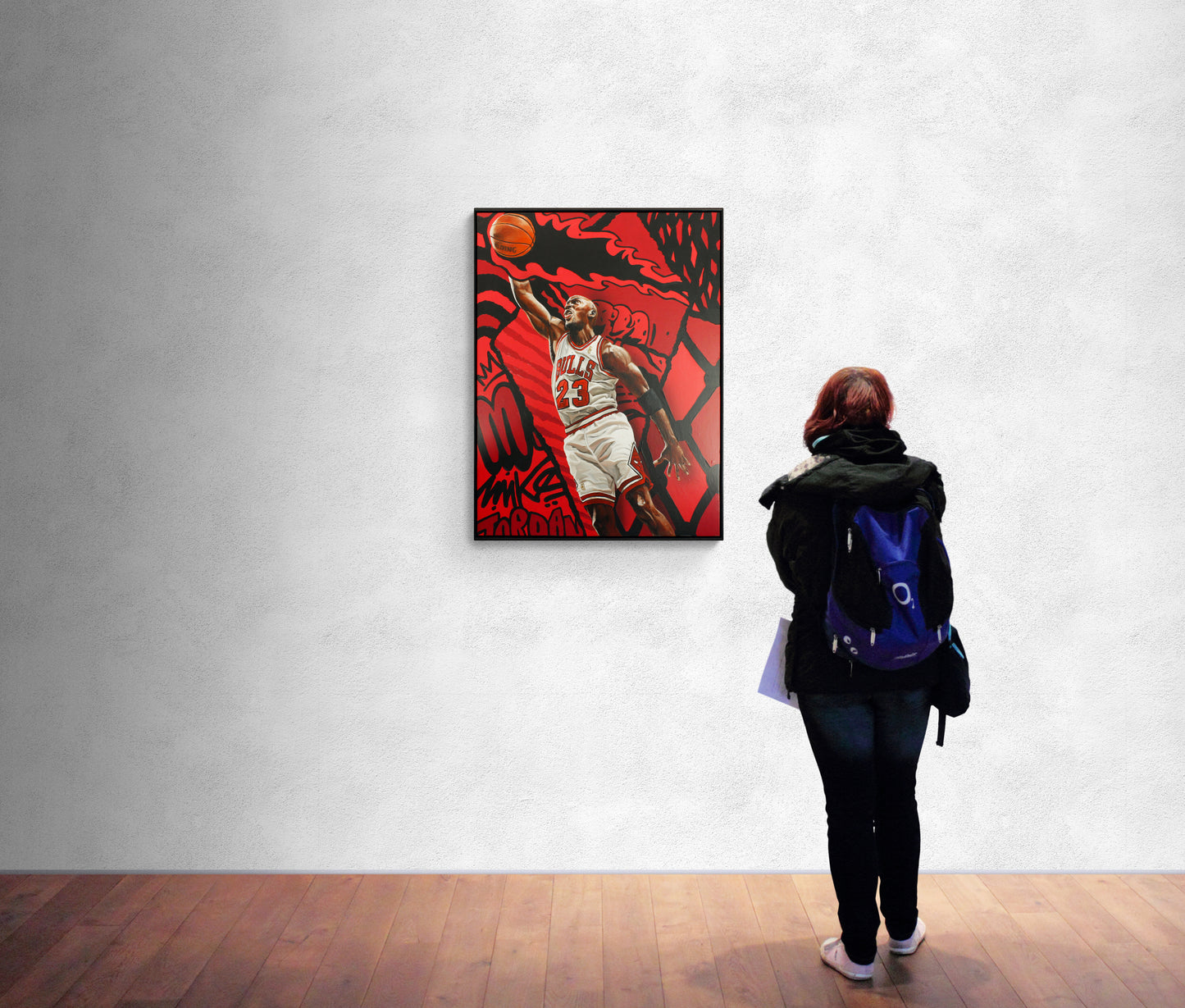 MJ Ruby, 2025 by Kevin 'Ohnoes' Gold - Acrylic on wood panel in Tasmanian wood frame