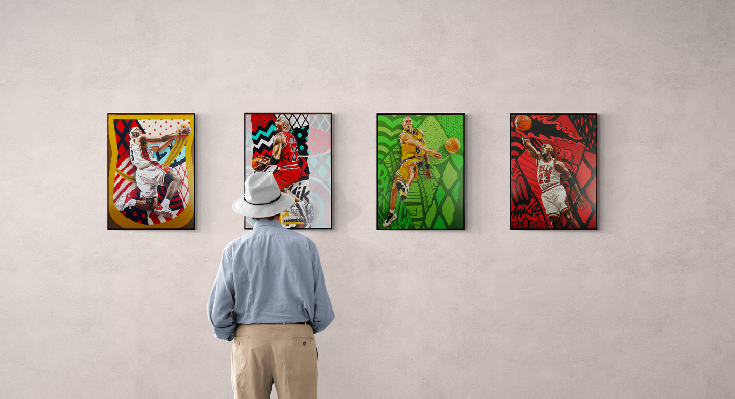 1. MJ Ruby, 2025 by Kevin 'Ohnoes' Gold - Acrylic on wood panel in Tasmanian wood frame