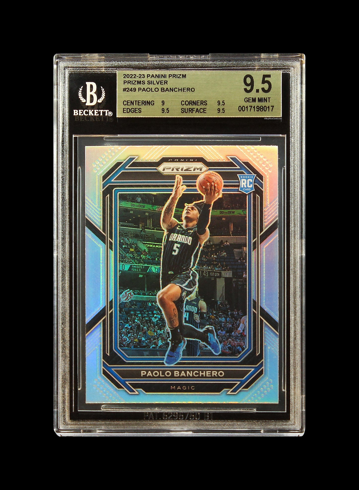 2022 Paolo Banchero Panini Prizm Silver Prizms SP RC Rookie #249 BGS 9.5 Gem Mint