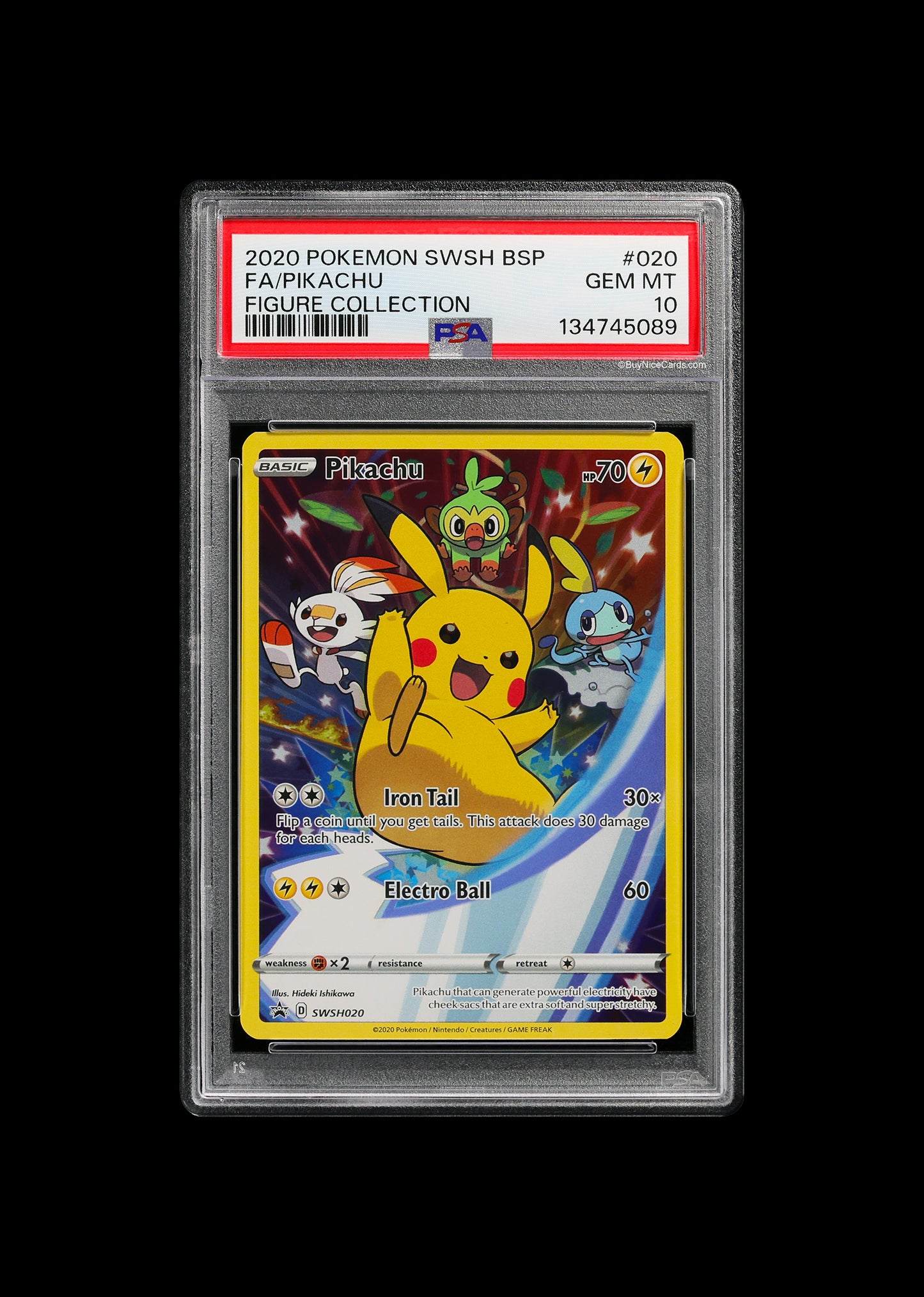 2020 Pikachu Pokemon SWSH BSP Black Star Promo FA Full Art Figure Collection # 020 PSA 10 Gem Mint
