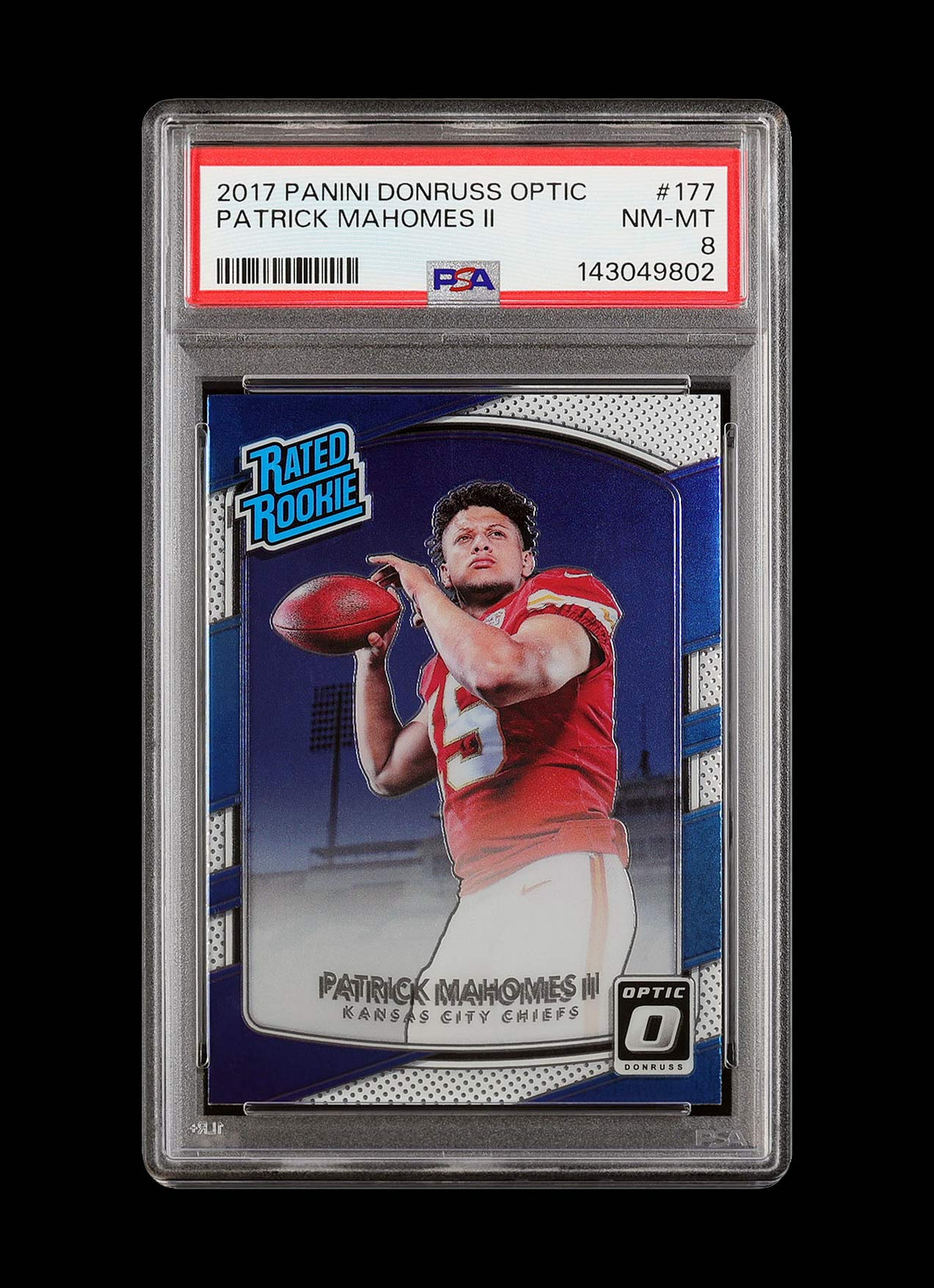 2017 Patrick Mahomes Panini Donruss Optic RC Rookie #177 PSa 8 NM-MT