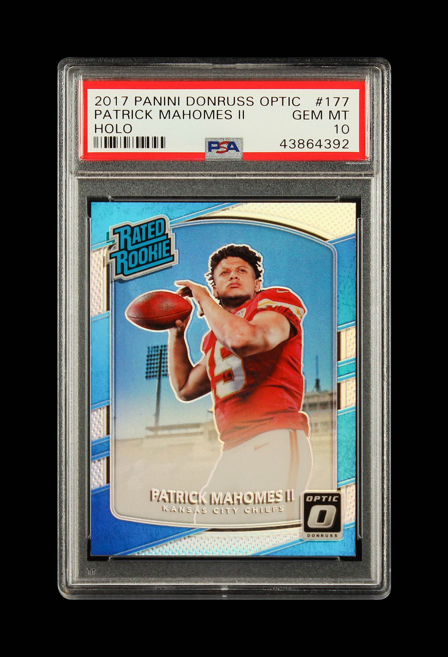 2017 Patrick Mahomes Panini Donruss Optic Holo Silver Prizm Rc Rookie 177 PSA 10