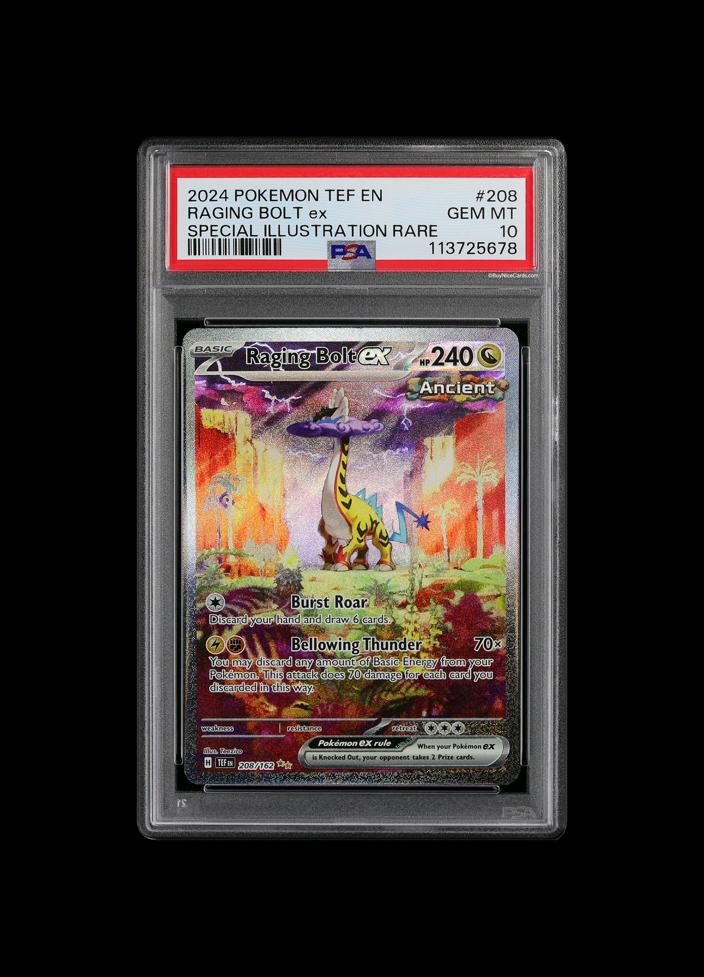 2024 Raging Bolt ex Pokemon TEF En Special Illustration Rare #208 PSA 10 Gem Mint