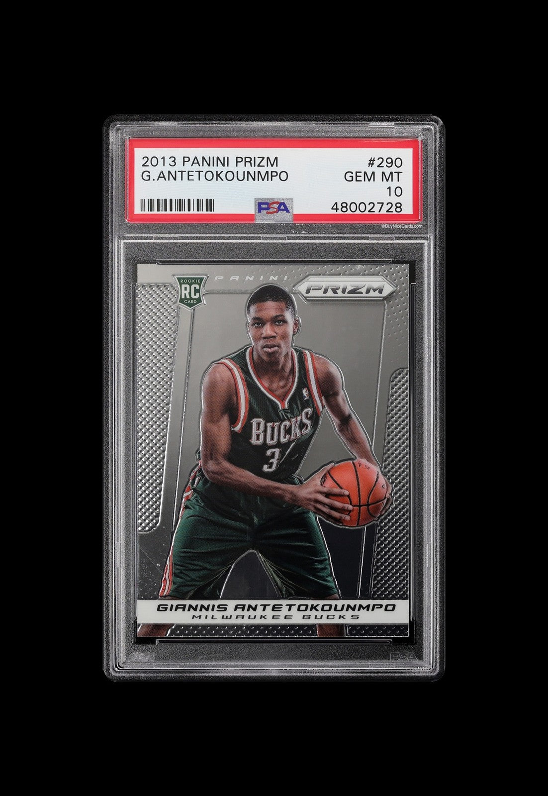 2013 Giannis Antetokounmpo Panini Prizm Base RC Rookie #290 PSA 10 Gem Mint