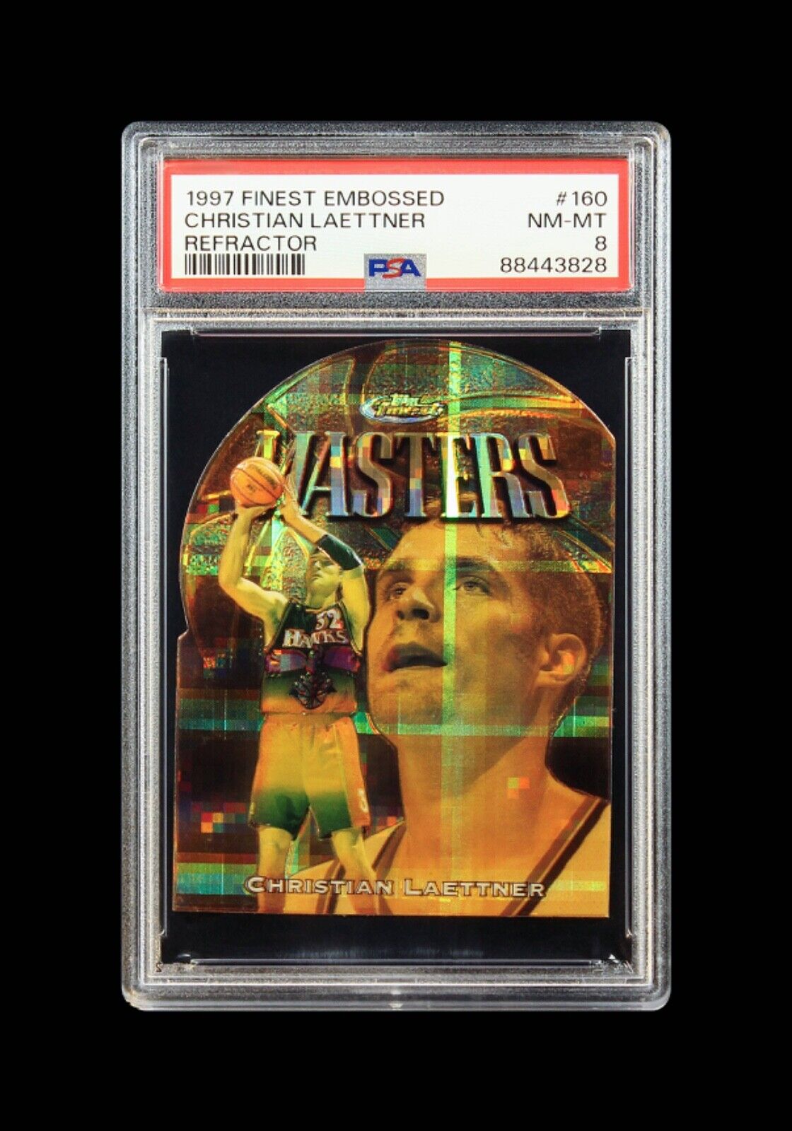 1997 Christian Laettner Topps Finest Embossed Refractor /74 # 160 PSA 8 Pop 3