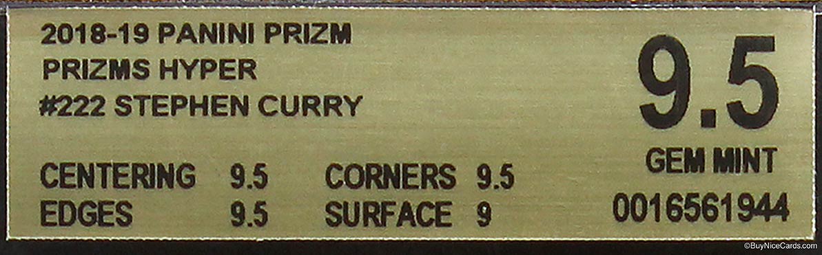 2018-19 Stephen Curry Panini Prizm Hyper Prizms Refractor SP #222 BGS 9.5 Gem Mint