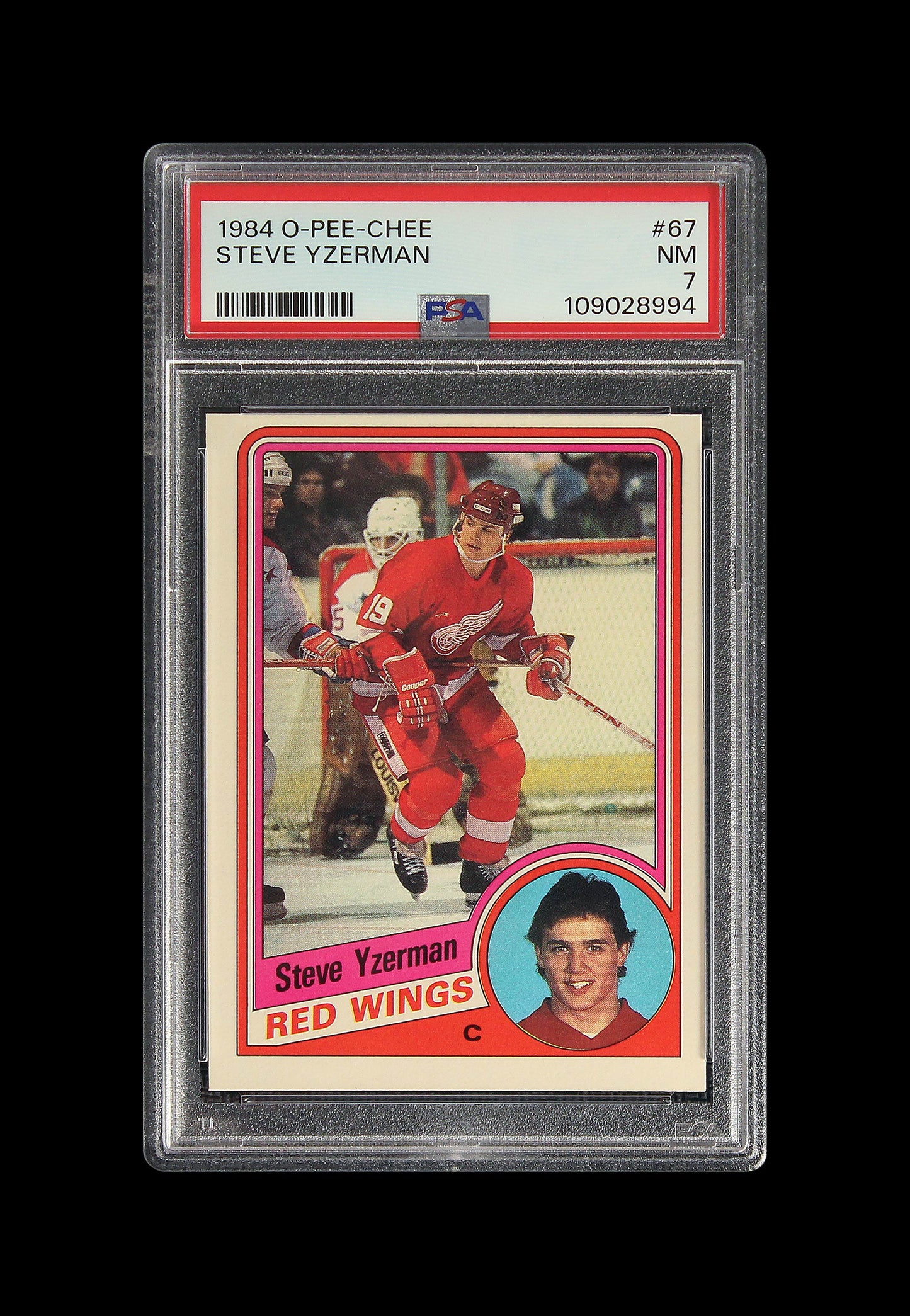 1984 Steve Yzerman OPC O-Pee-Chee RC Rookie #67 PSA 7 MN