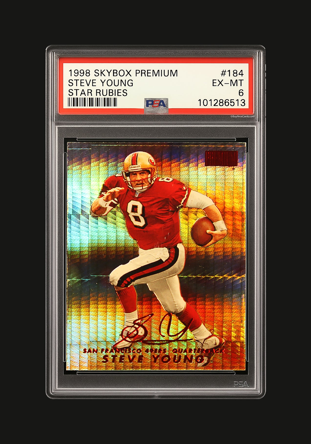 1998 Steve Young Skybox Premium Star Rubies SP /50 # 184 PSA 6 EX-MT