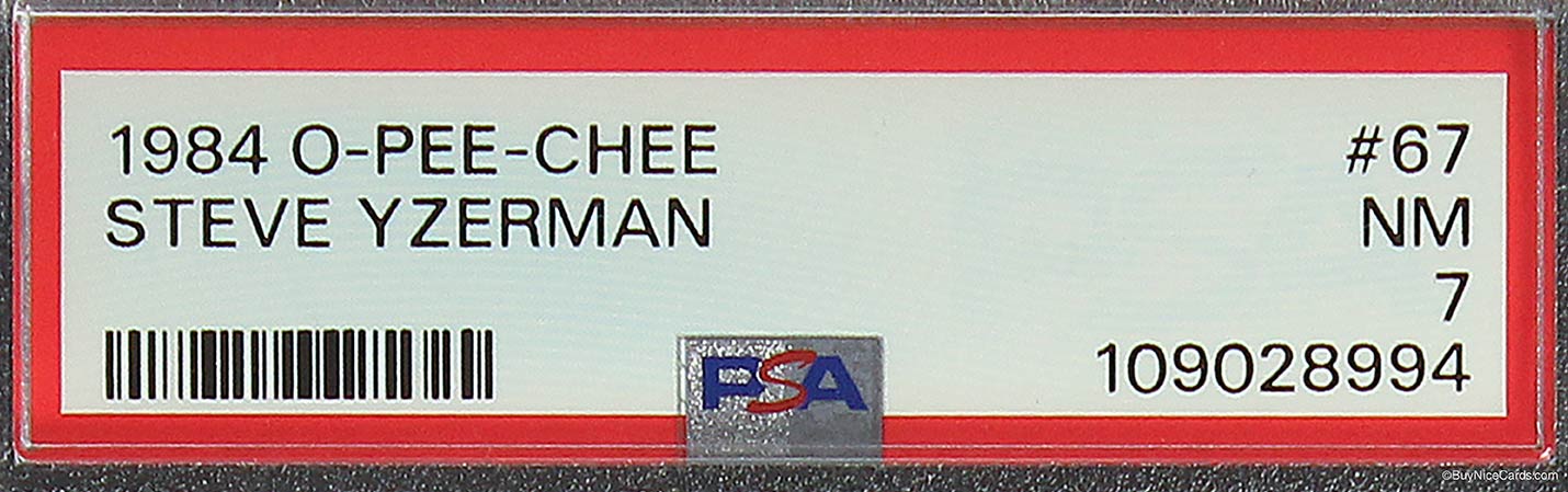 1984 Steve Yzerman OPC O-Pee-Chee RC Rookie #67 PSA 7 MN