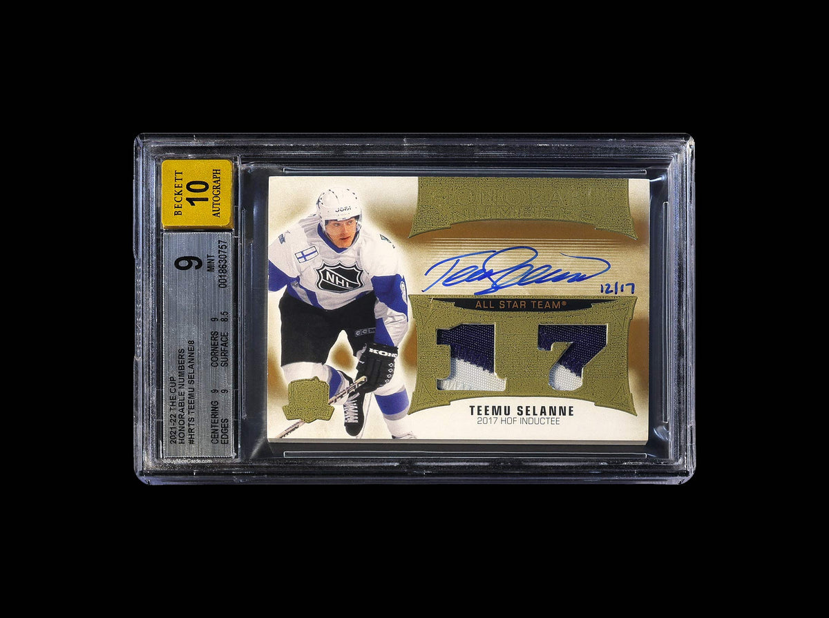 2021-22 Teemu Selanne Upper Deck The Cup Honorable Numbers Auto /17 BGS