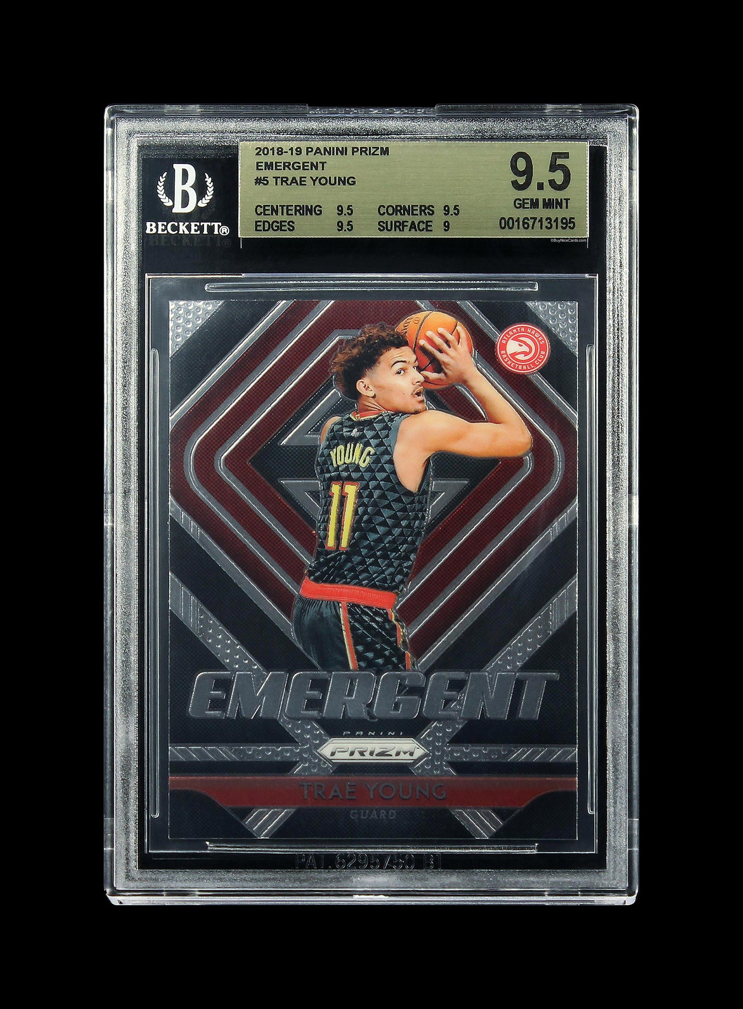 2018-19 Trae Young Panini Prizm Emergent Base RC Rookie #5 BGS 9.5 Gem Mint
