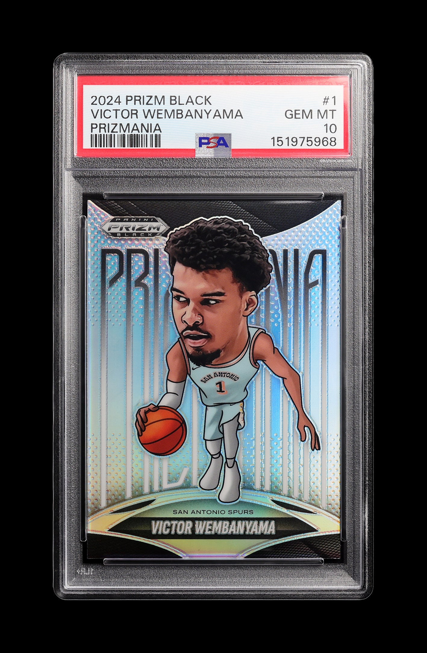 2024 Victor Wembanyama Panini Prizm Black Prizmania SP Prizms Silver #1 PSA 10 Gem Mint