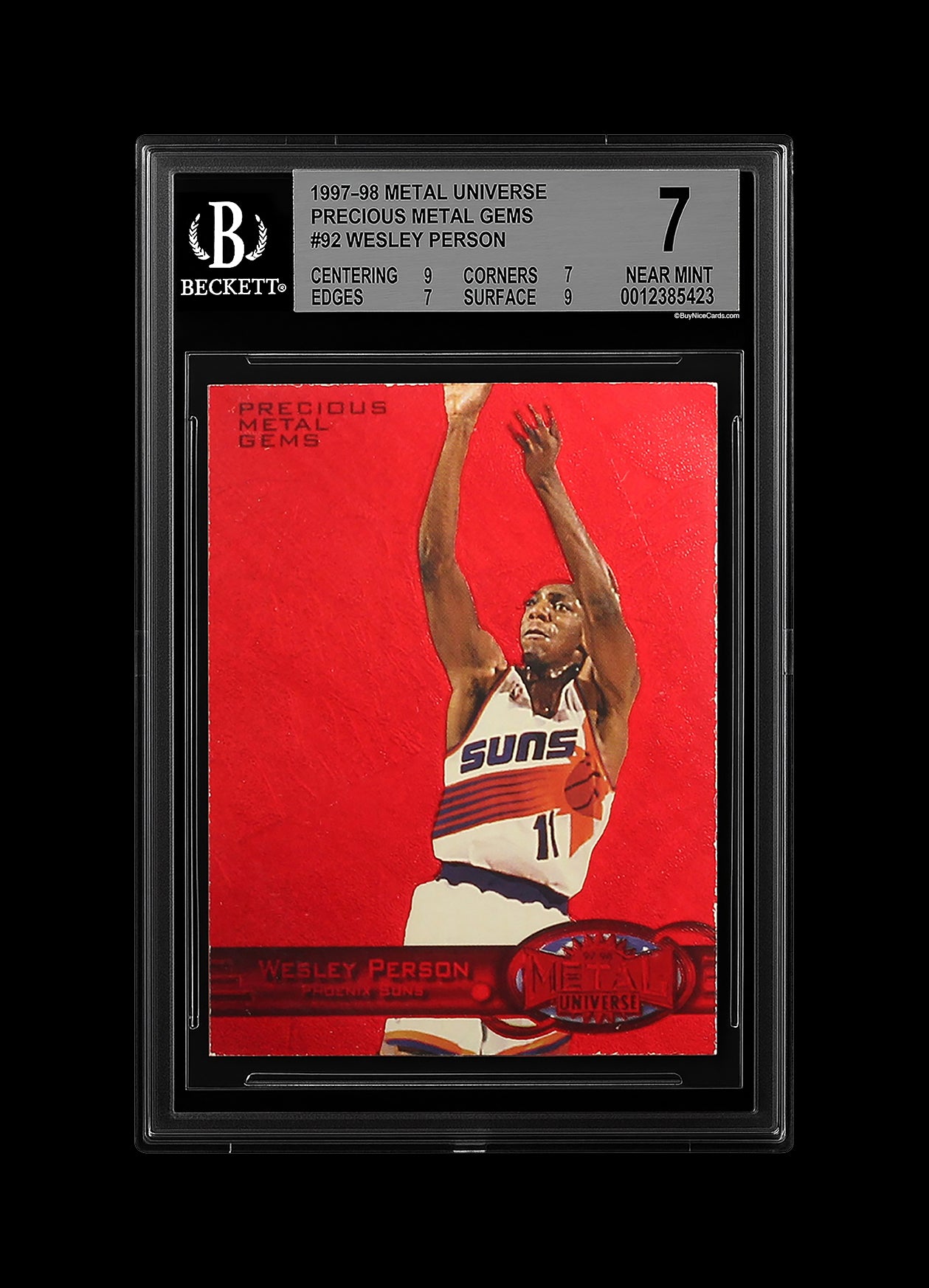 1997-98 Wesley Person Skybox Metal Universe Precious Metal Gems Red PMG /100 BGS 7