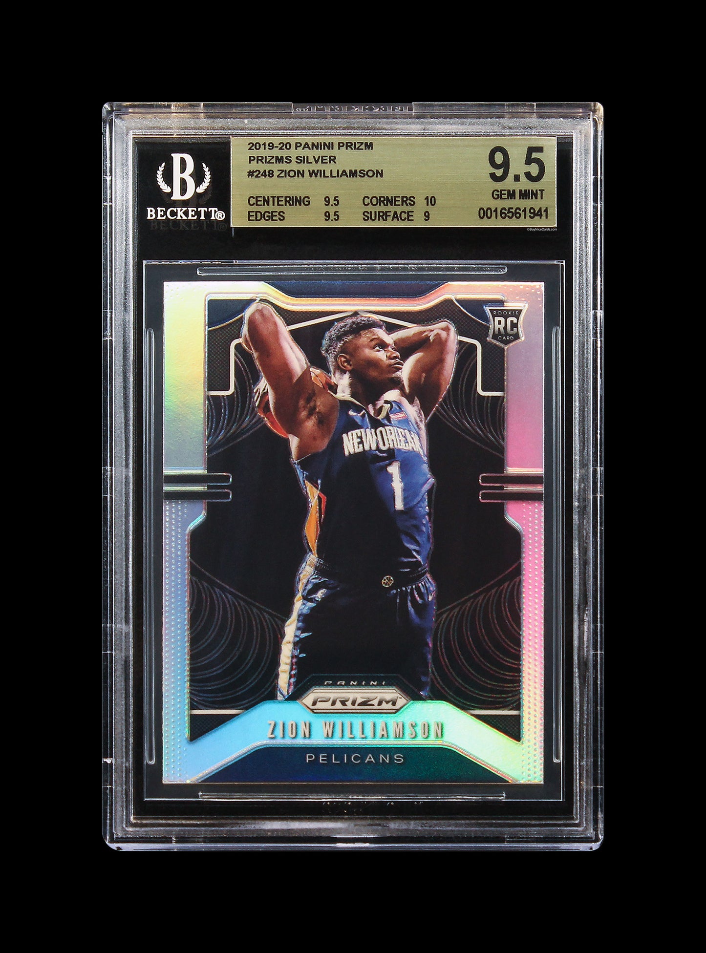 2019-20 Zion Williamson Panini Prizm Silver Prizms RC Rookie #248 BGS 9.5 Gem Mint