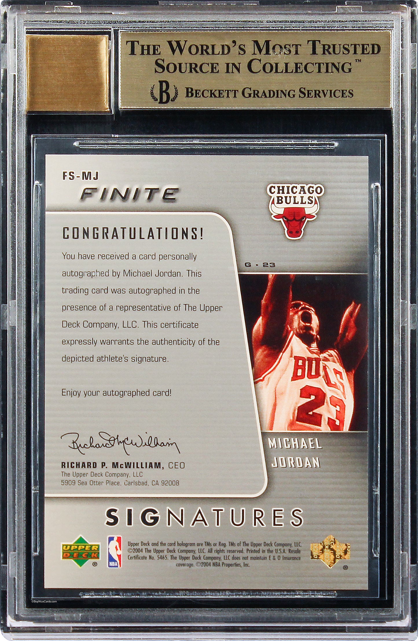 2004-05 Michael Jordan Upper Deck Finite Signatures Sp Auto #fsmj Bgs 9.5 Pop 9 out of 21 Total Graded