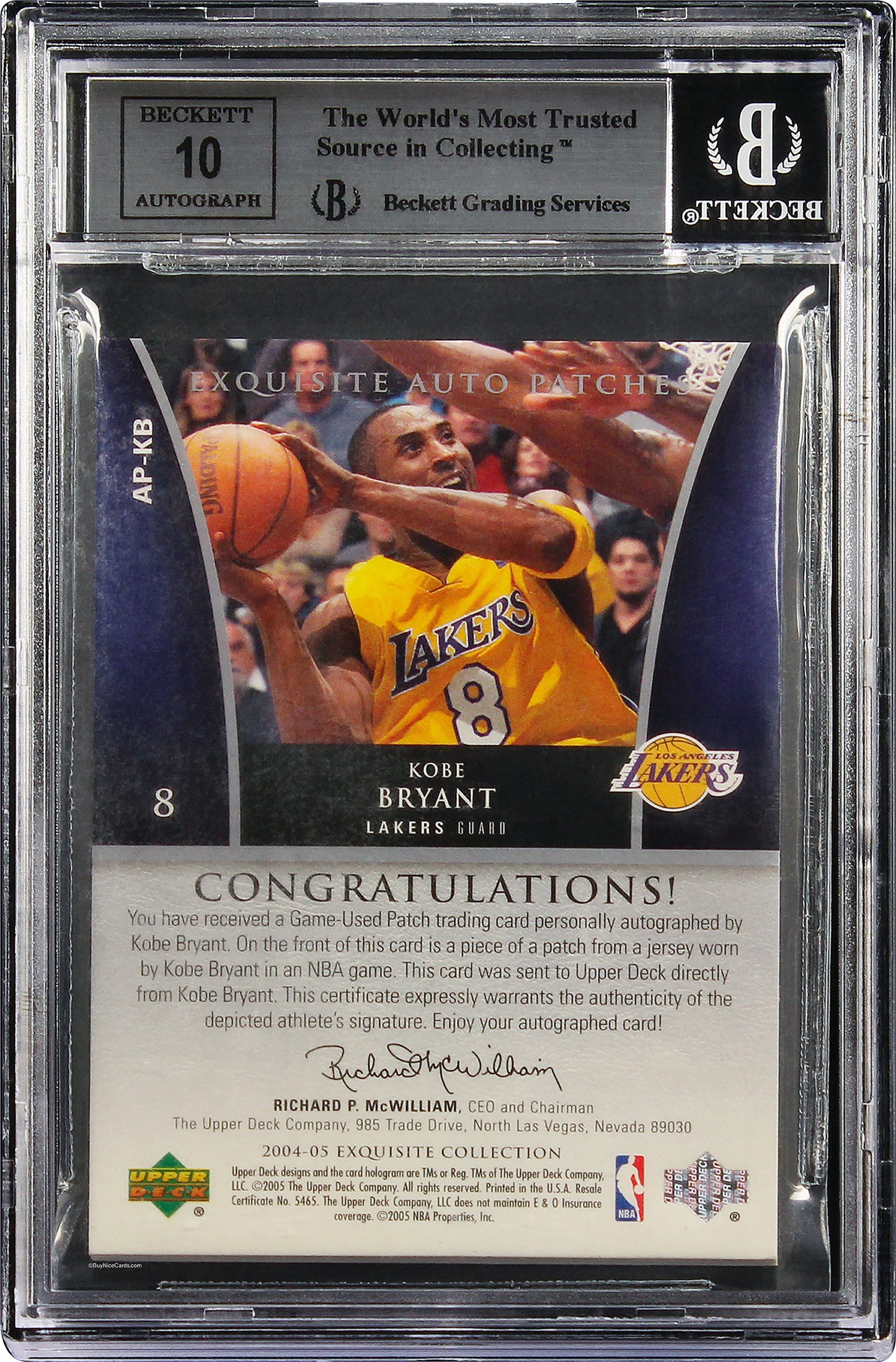 2004-05 Kobe Bryant Upper Deck Exquisite Collection Patch Auto /100 #KB BGS 9 Mt