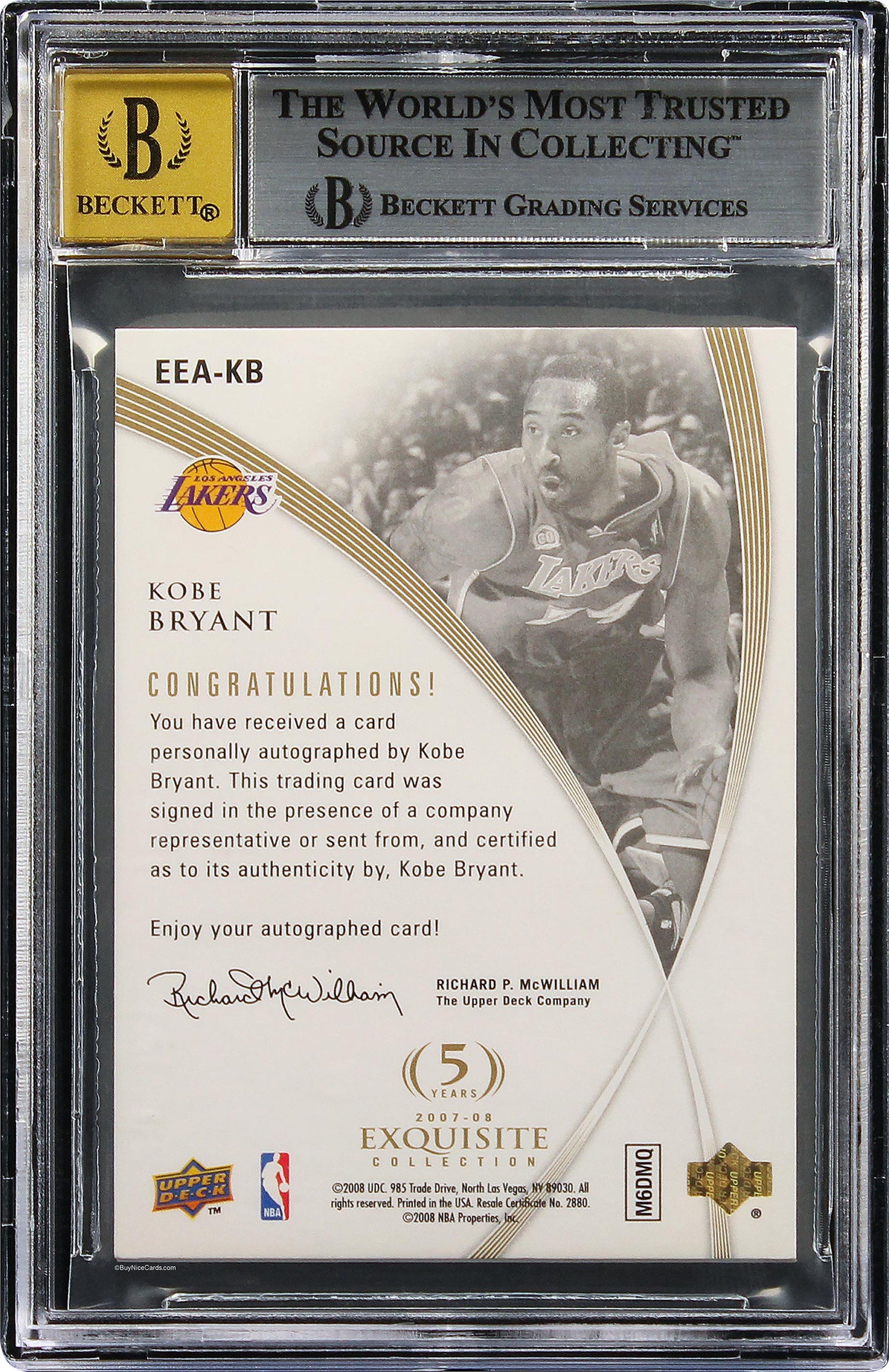 2007-08 Kobe Bryant Ud Exquisite Collection Exclusives Autographs /24 #kb Bgs 8
