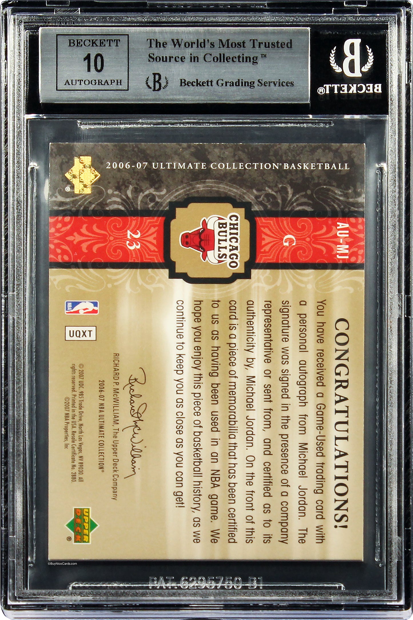 2006-07 Michael Jordan Ultimate Collection Game Worn Patch Auto /75 #AUMJ BGS 9