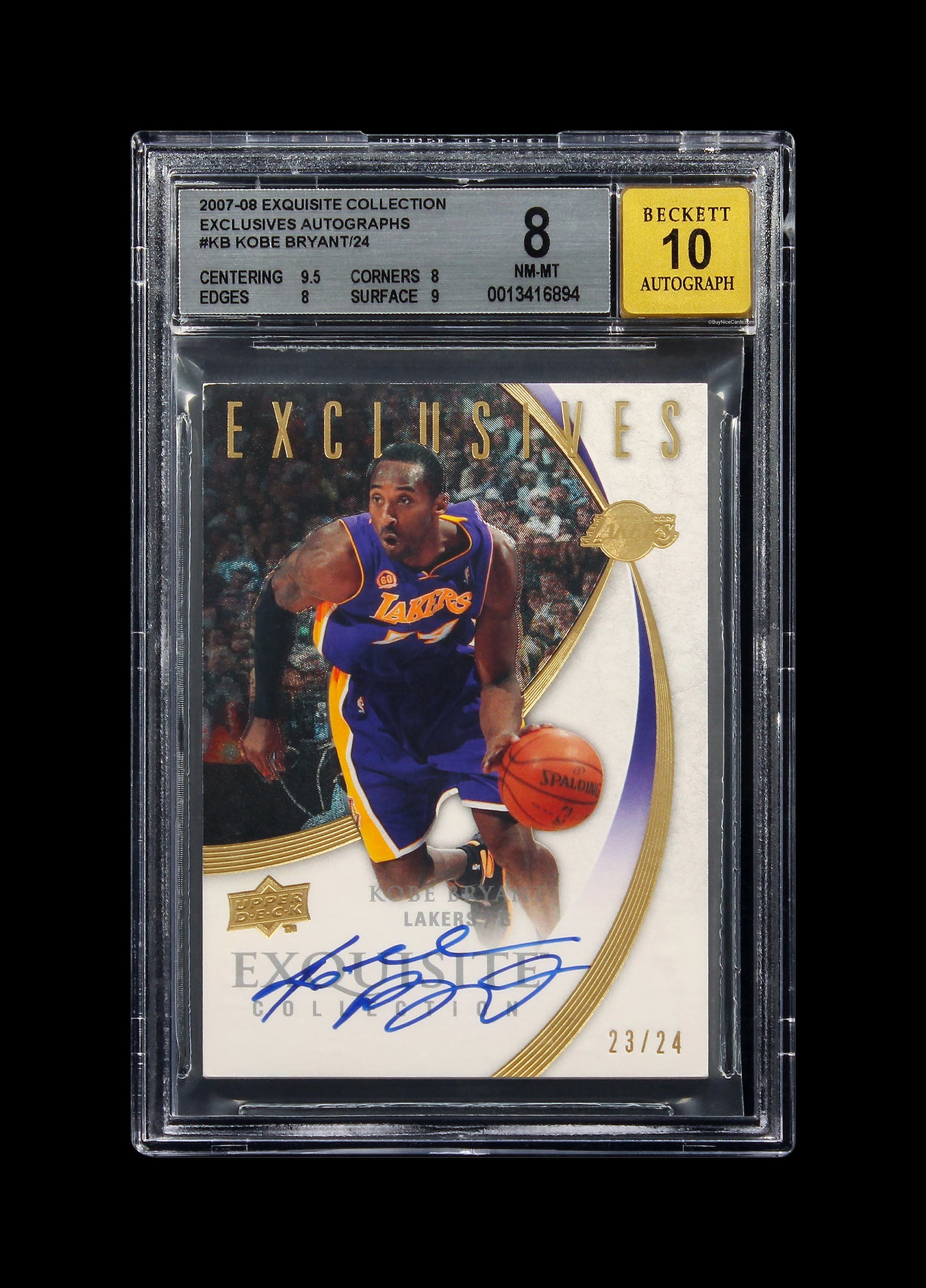2007-08 Kobe Bryant Ud Exquisite Collection Exclusives Autographs /24 #kb Bgs 8
