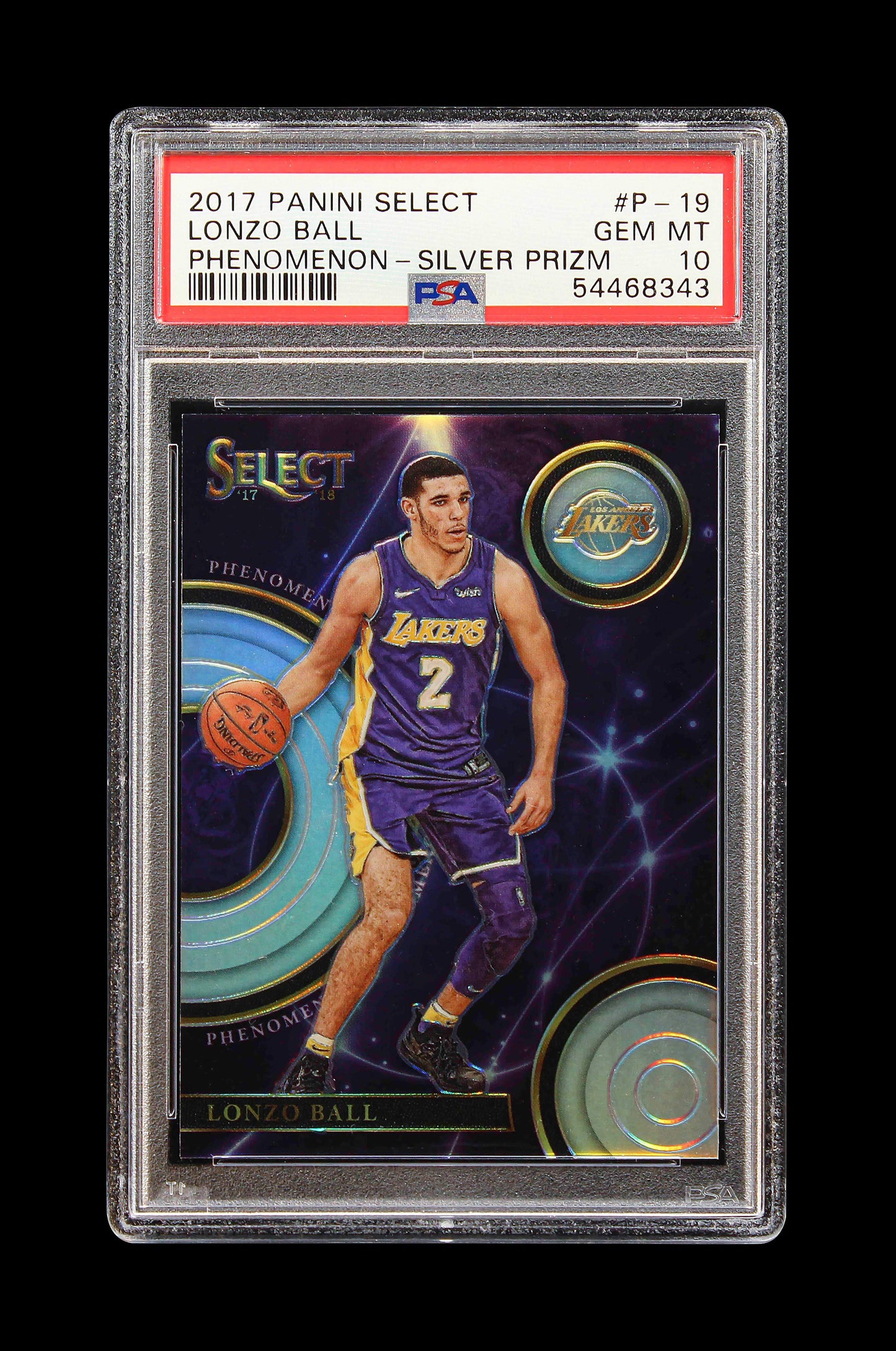 2017 Lonzo Ball Panini Select Phenomenon Silver Prizms Sp Rc Rookie #p-19 PSA 10