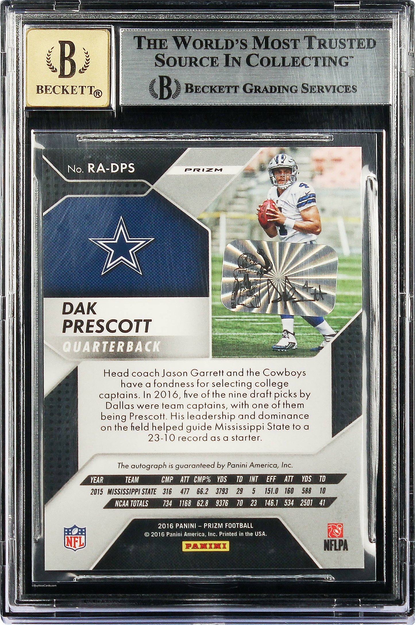 2016 Dak Prescott Panini Prizm Flash Prizms SSP Rc Rookie Auto #17 BGS 9 / 10
