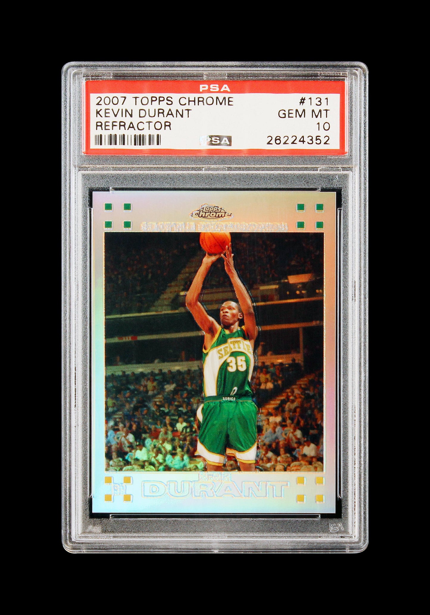 2007-08 Kevin Durant Topps Chrome Refractor Rc Rookie /1499 #131 Psa 10