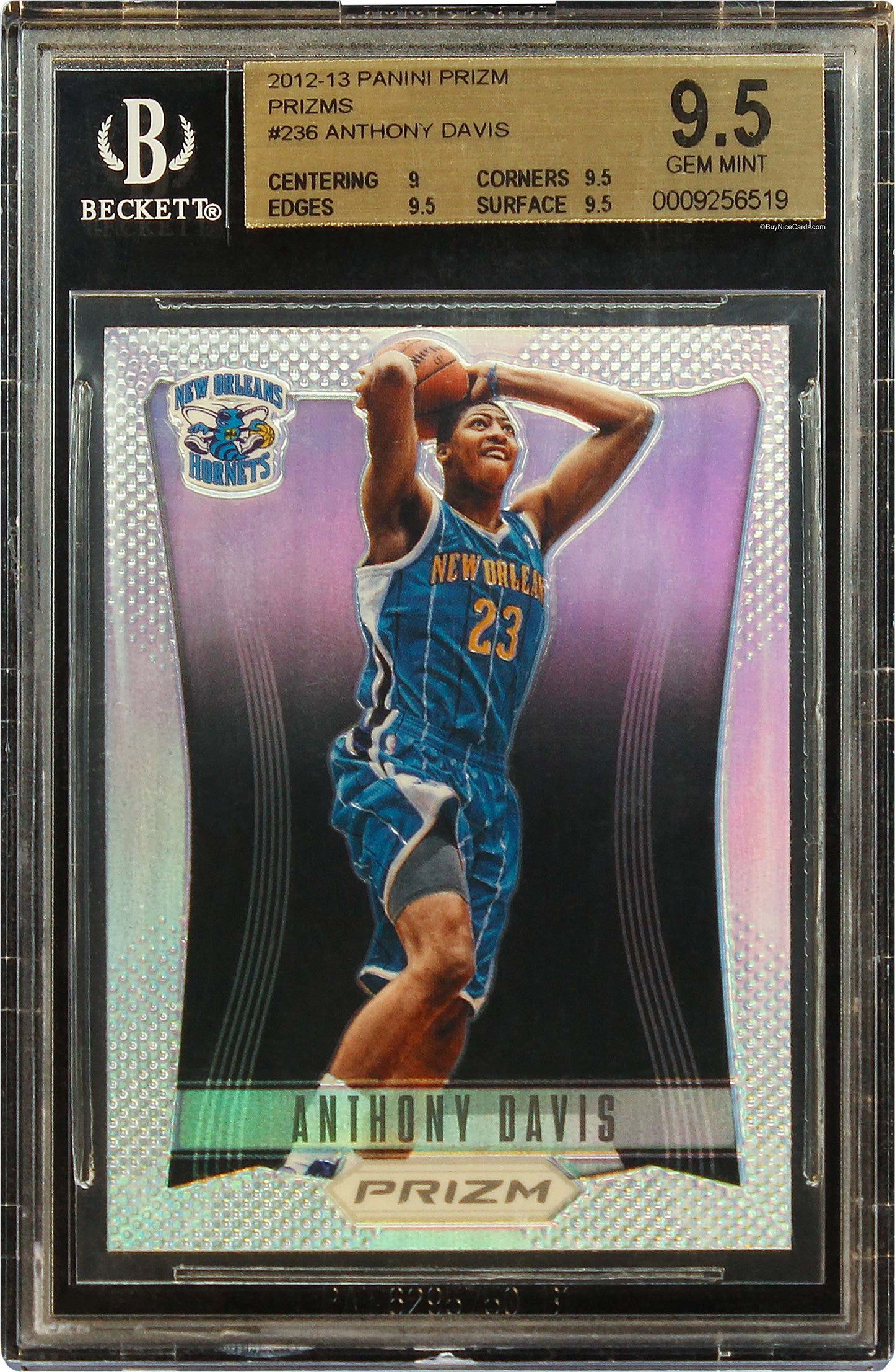 2012-13 Anthony Davis Panini Prizm Silver Prizms Refractor Rc Rookie 236 Bgs 9.5