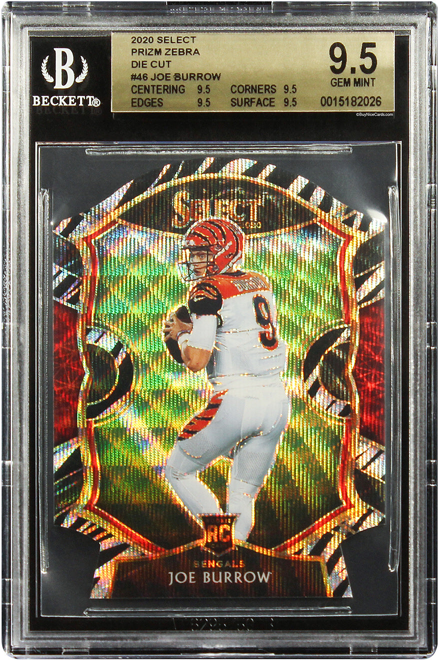 2020 Joe Burrow Panini Select Zebra Prizms Die Cut Refractor Sp Rc #48 Bgs 9.5