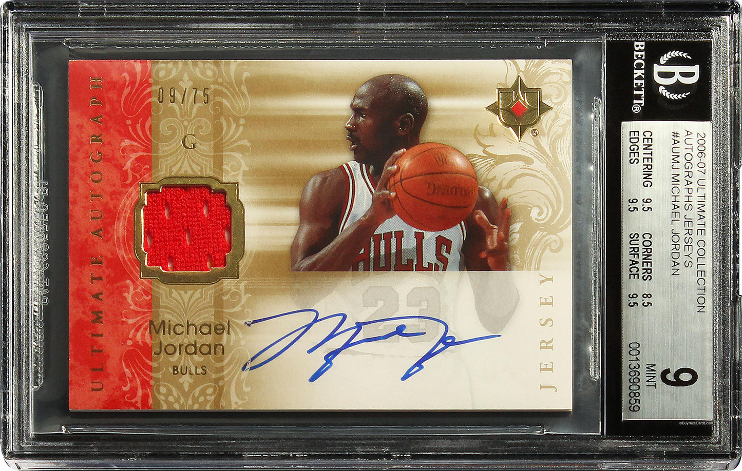 2006-07 Michael Jordan Ultimate Collection Game Worn Patch Auto /75 #AUMJ BGS 9