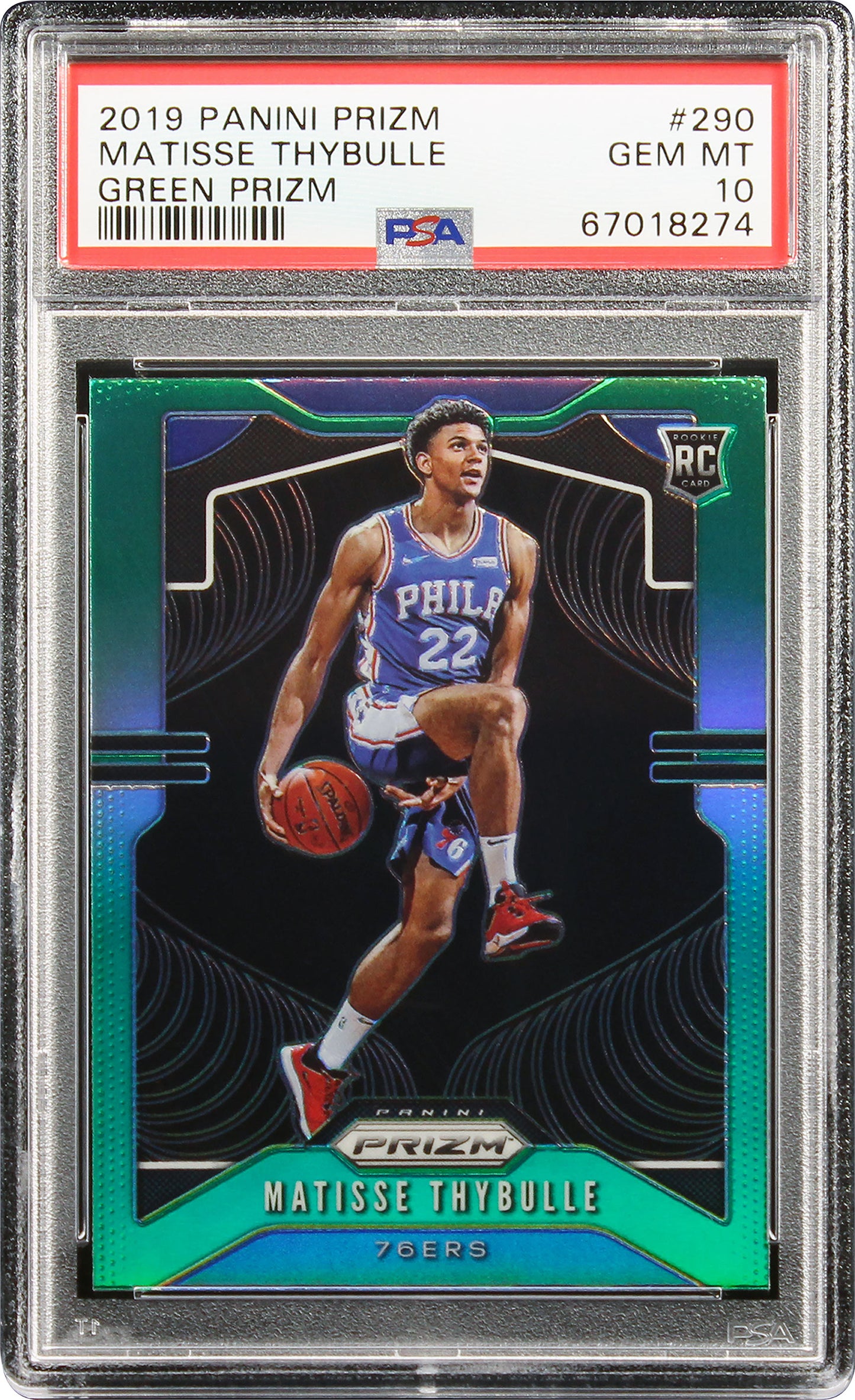2019 Matisse Thybulle Panini Prizm Green Prizm Sp Rc Rookie #290 Psa 10