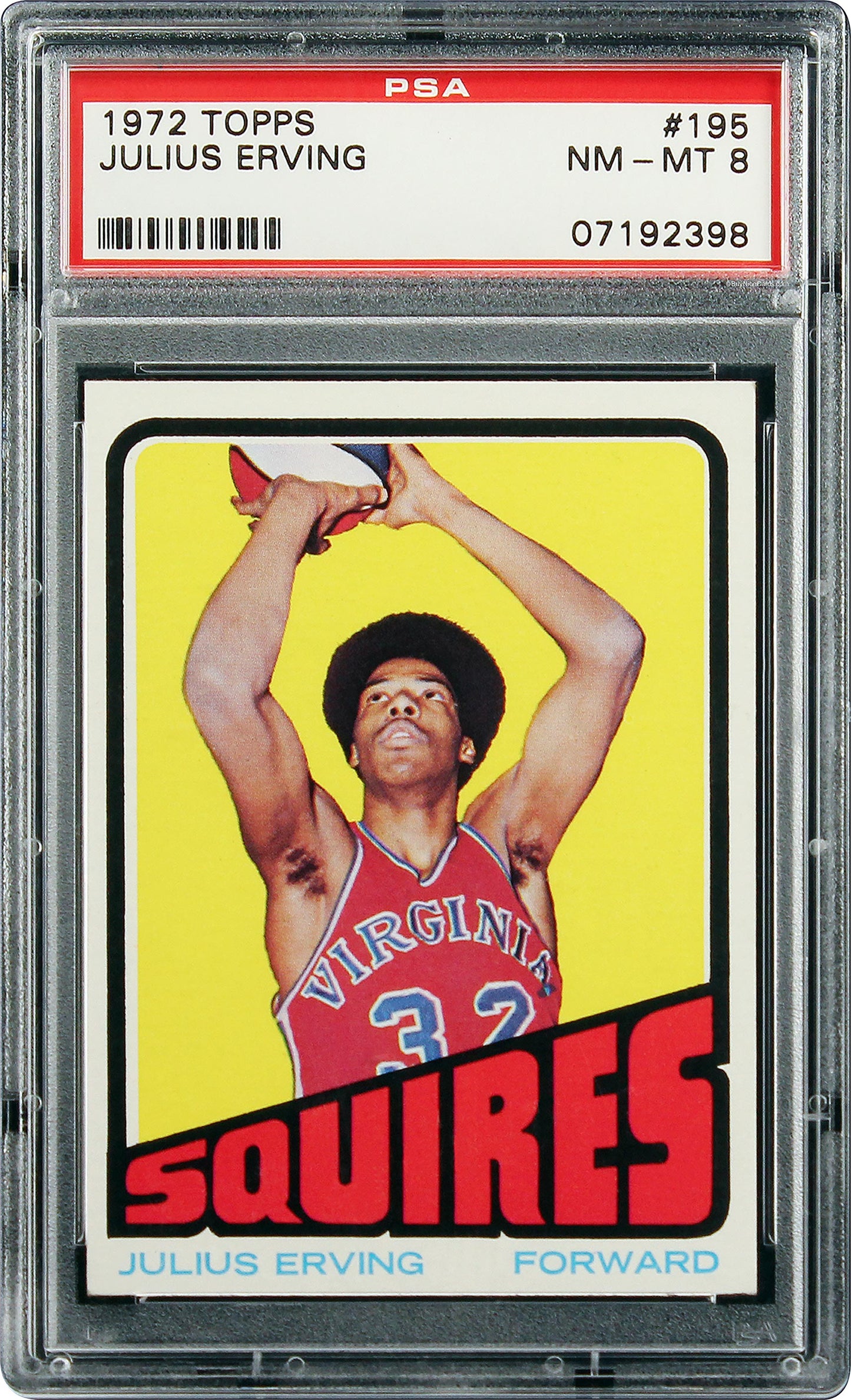1972 Julius Erving Topps Rc Rookie #195 Psa 8 No Print Dot And Nicely Centered