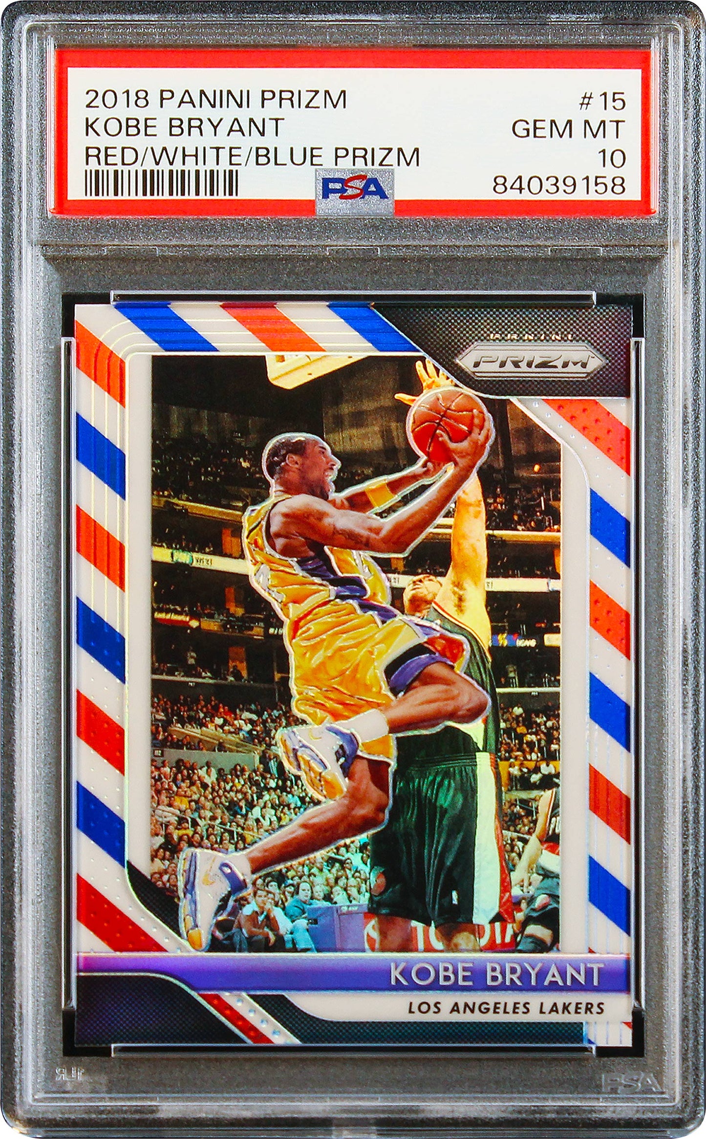 2018 Kobe Bryant Panini Prizm Red White Blue Prizms #15 Psa 10 Gem Mint