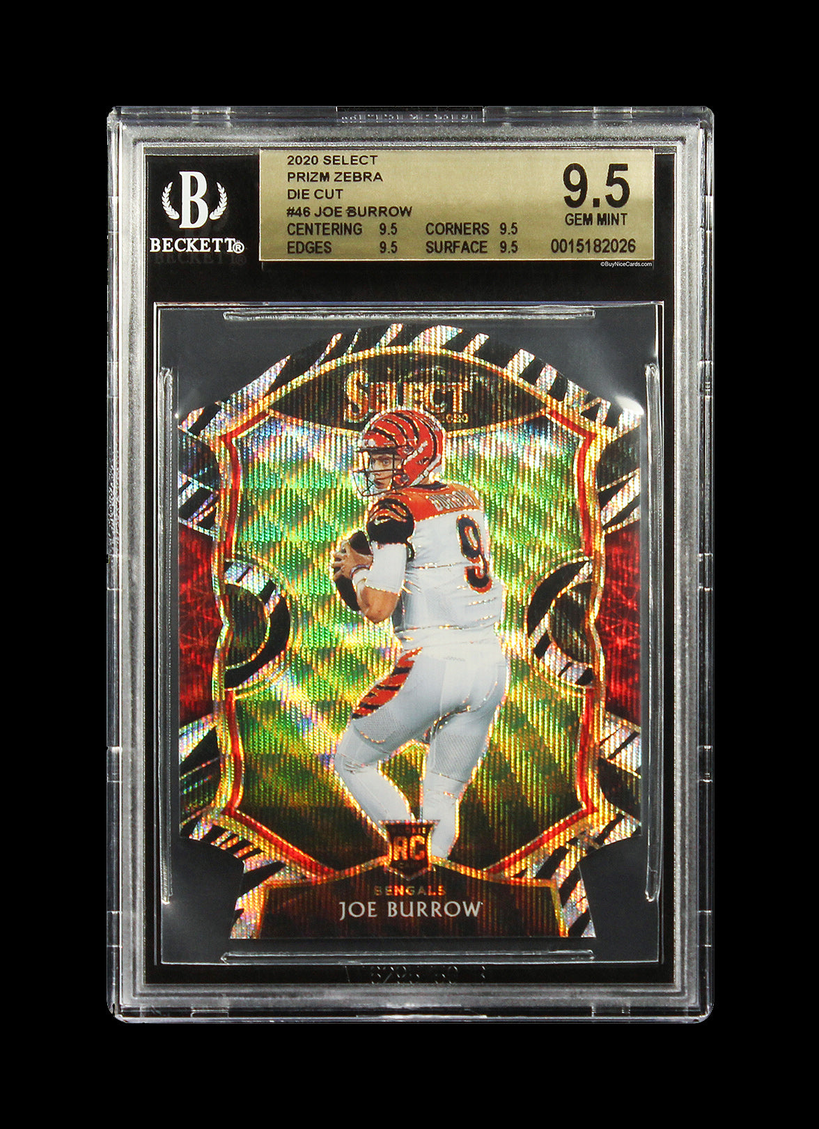 2020 Joe Burrow Panini Select Zebra Prizms Die Cut Refractor Sp Rc #48 Bgs 9.5
