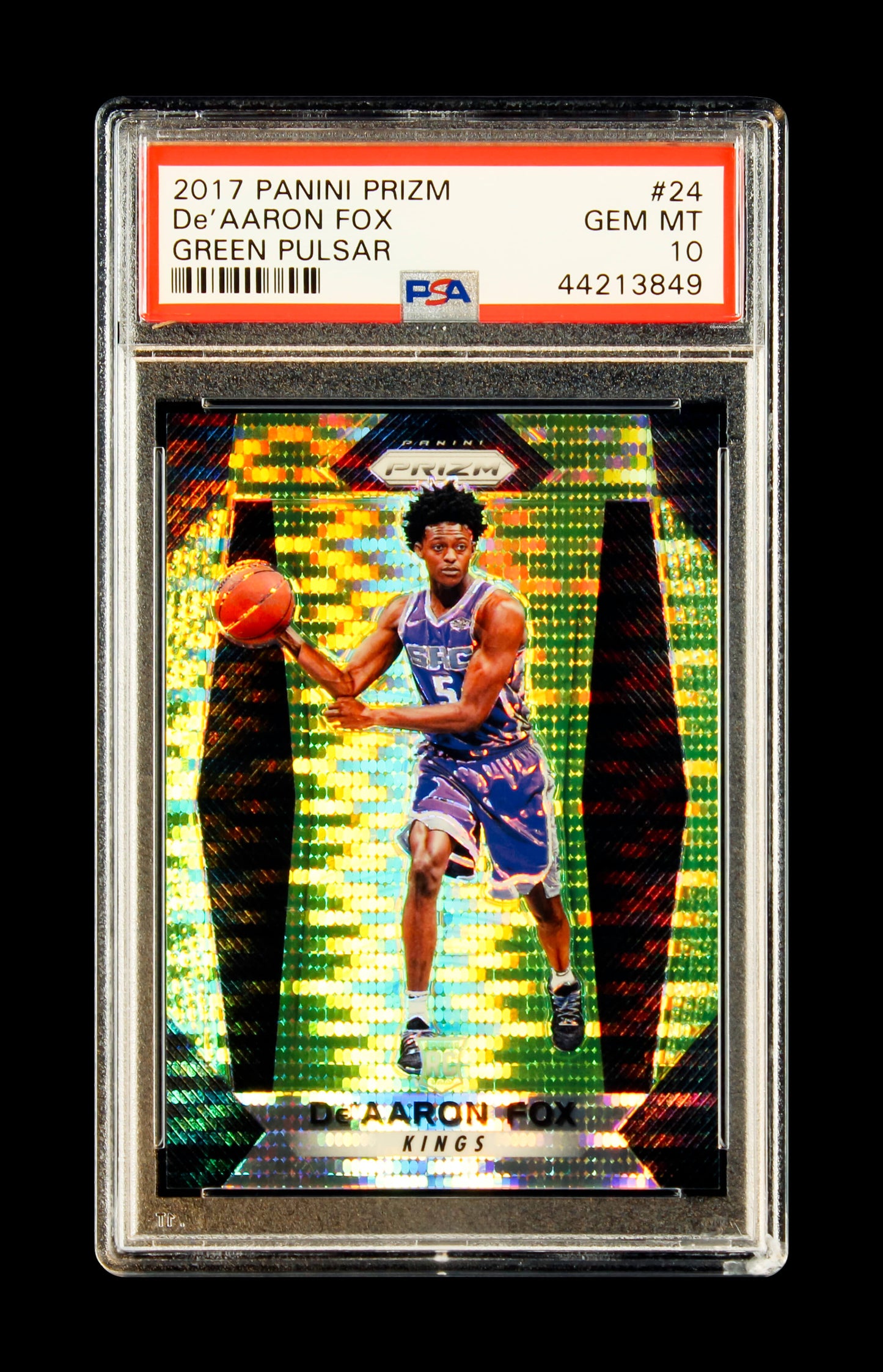 2017 De'aaaron Fox Panini Prizm Green Pulsar Prizms #24 Sp Rc Rookie /25 Psa 10