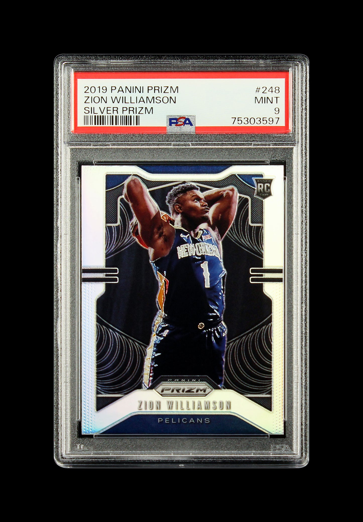2019 Zion Williamson Panini Prizm Silver Prizms Refractor Rc Rookie #248 Psa 9